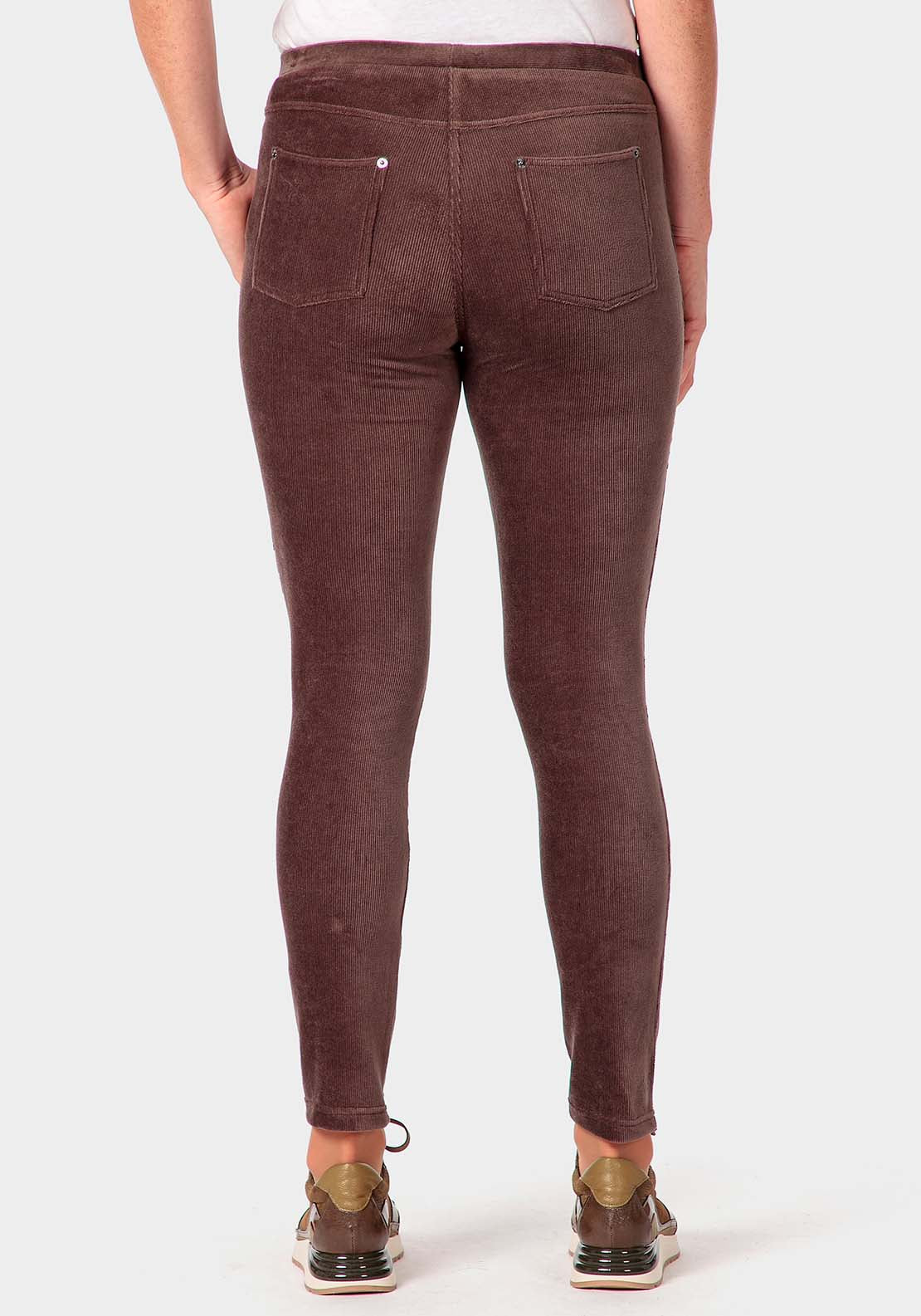 Punt Roma Micro-Corduroy Trousers - Brown Hazel 2 Shaws Department Stores