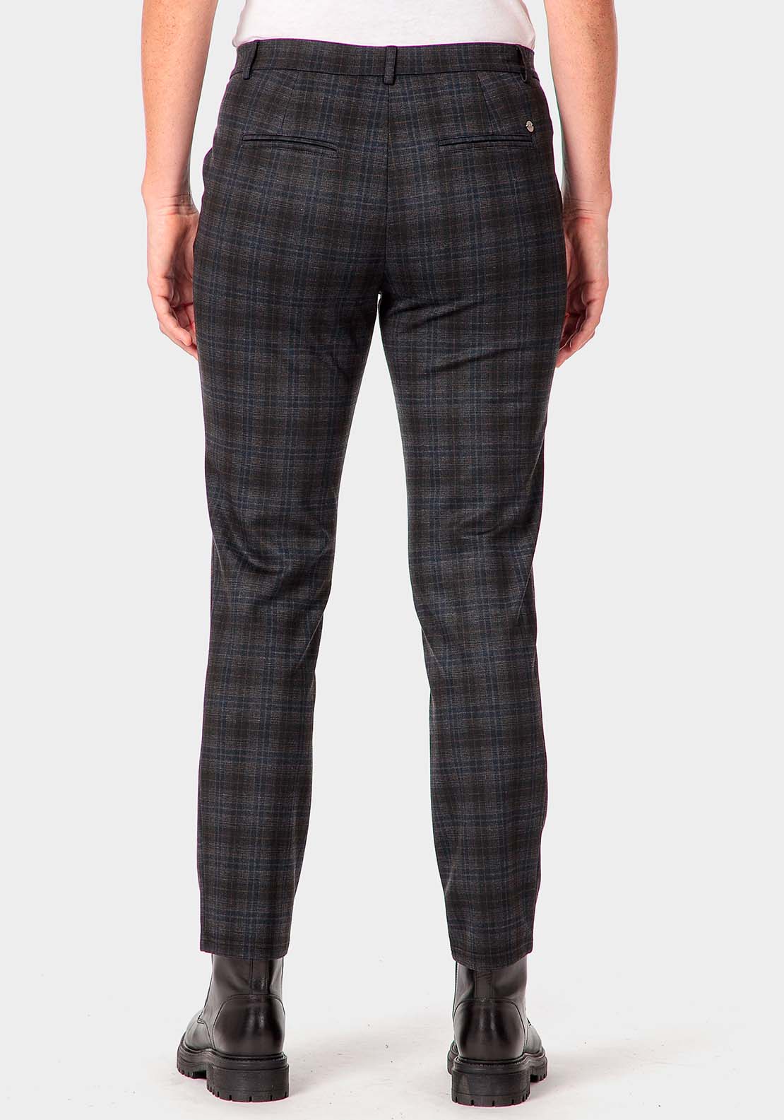 Punt Roma Checked Trousers - Blue Navy 2 Shaws Department Stores
