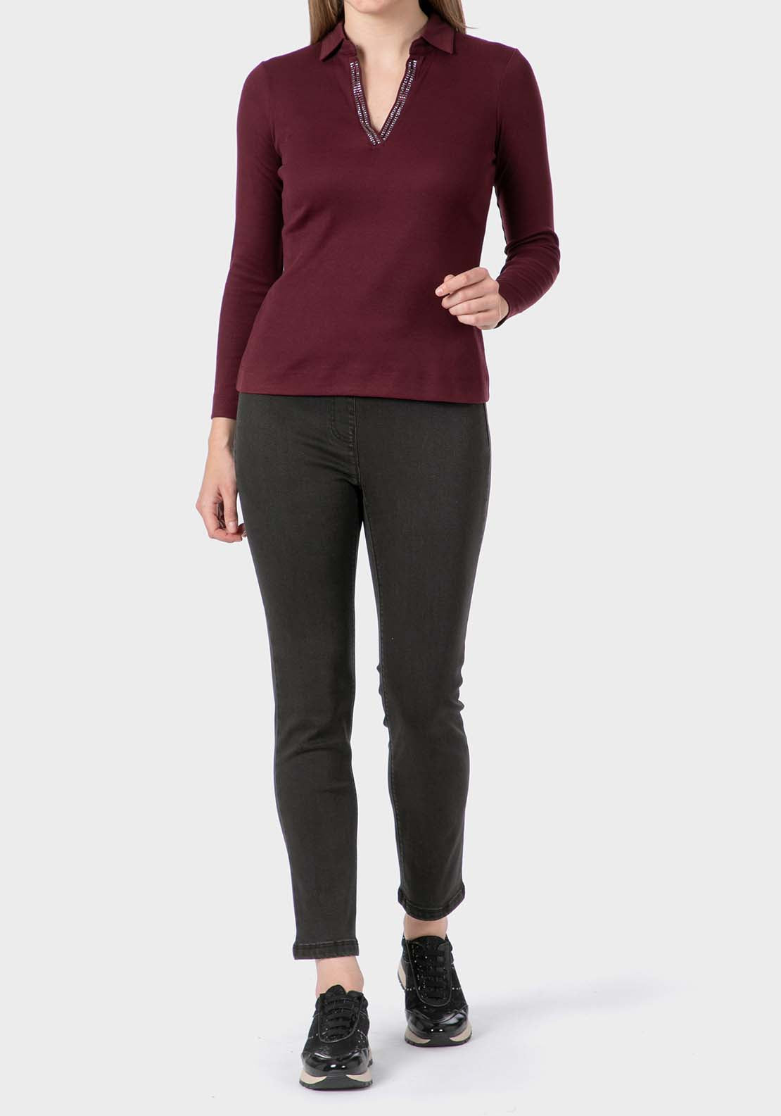 Punt Roma Skinny Denim Trousers - Black 3 Shaws Department Stores