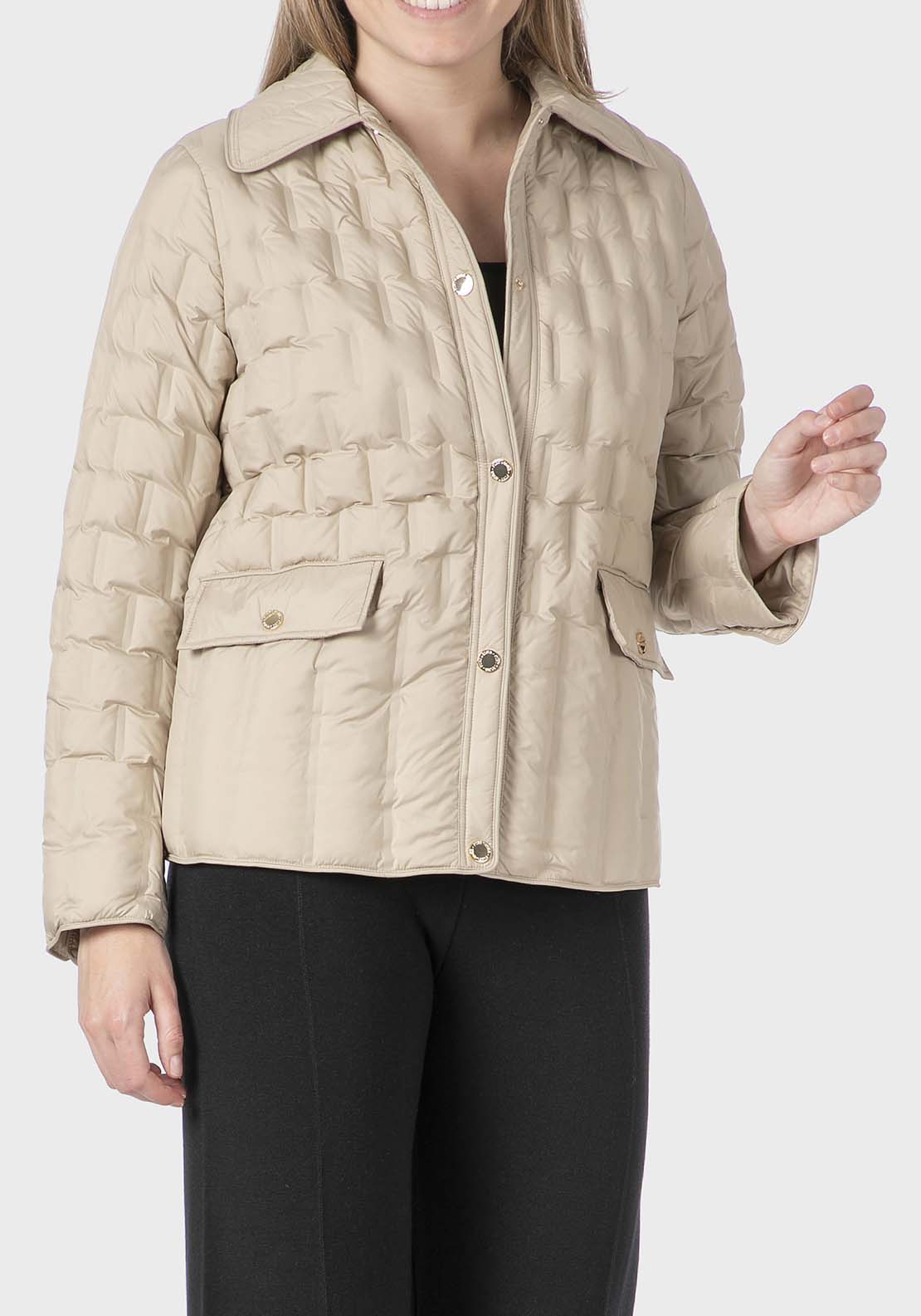 Punt Roma Short Padded Parka - Beige 1 Shaws Department Stores