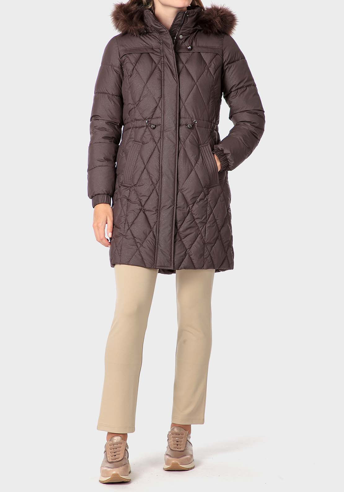 Punt Roma Long Parka - Brown 3 Shaws Department Stores