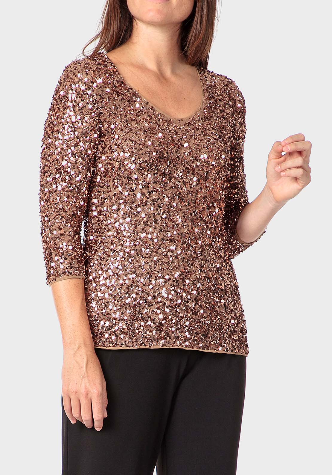 Punt Roma Sequins Top - Metal Cooper 1 Shaws Department Stores