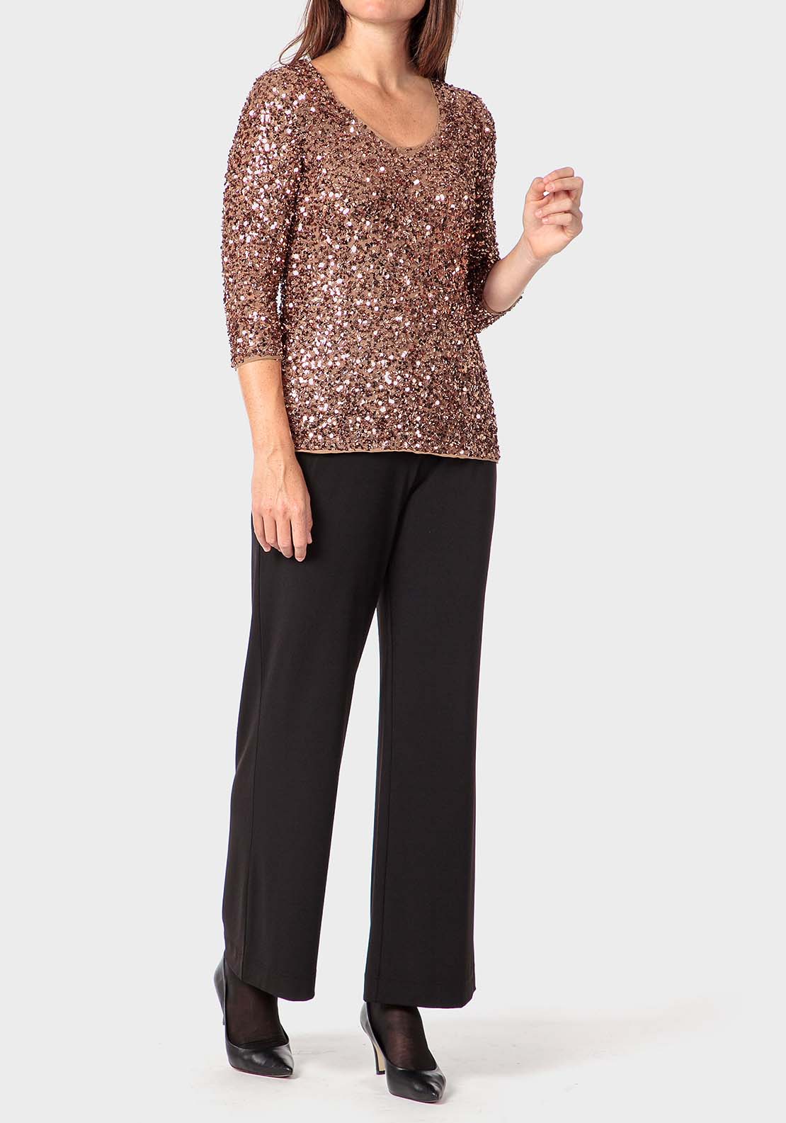 Punt Roma Sequins Top - Metal Cooper 3 Shaws Department Stores