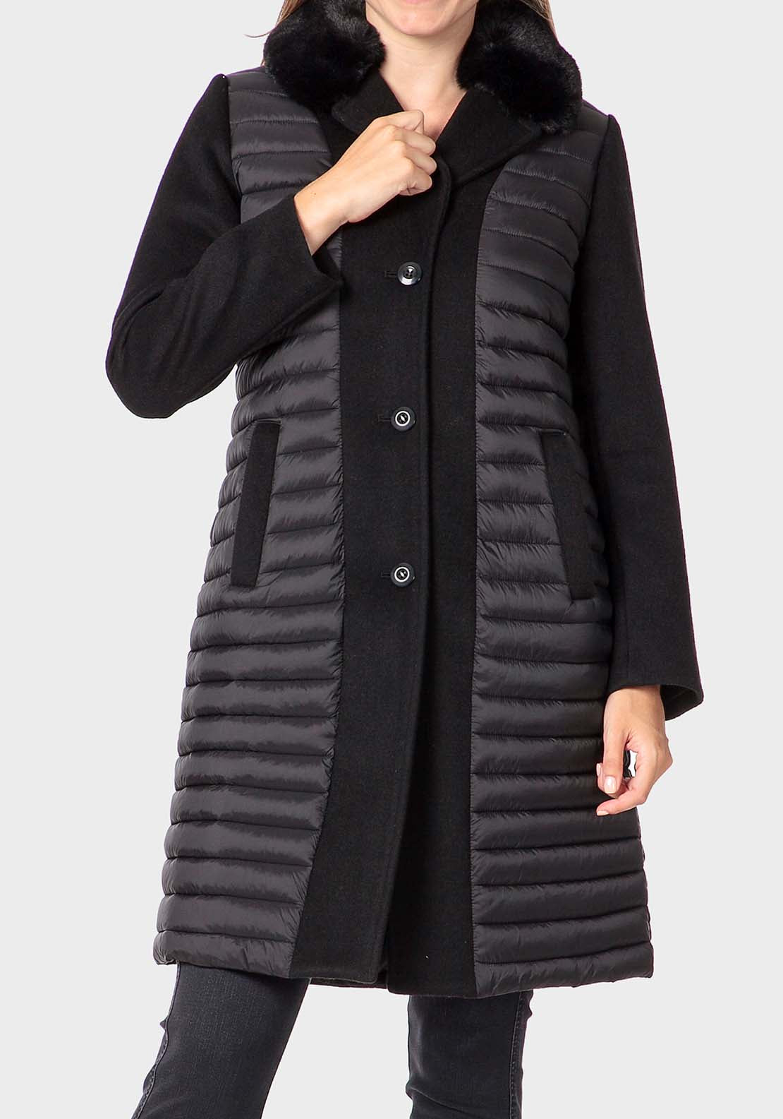 Punt Roma Padded Coat - Black 1 Shaws Department Stores