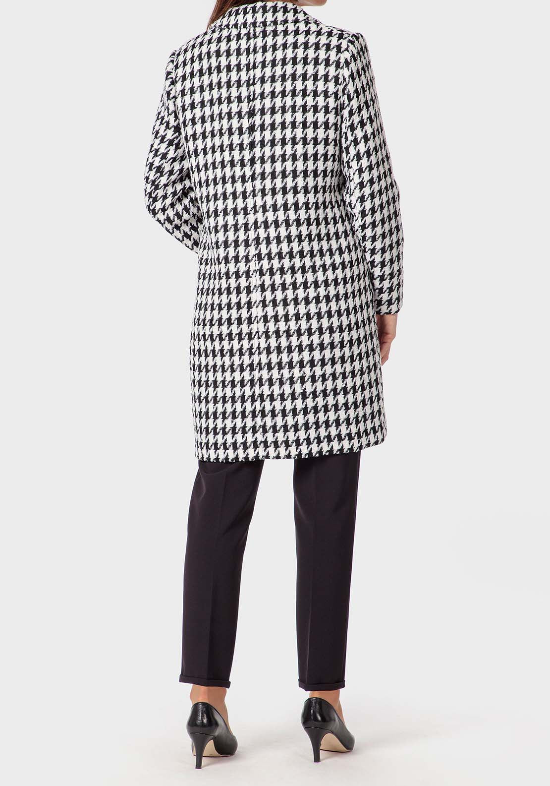 Punt Roma Houndstooth Coat - Black 4 Shaws Department Stores