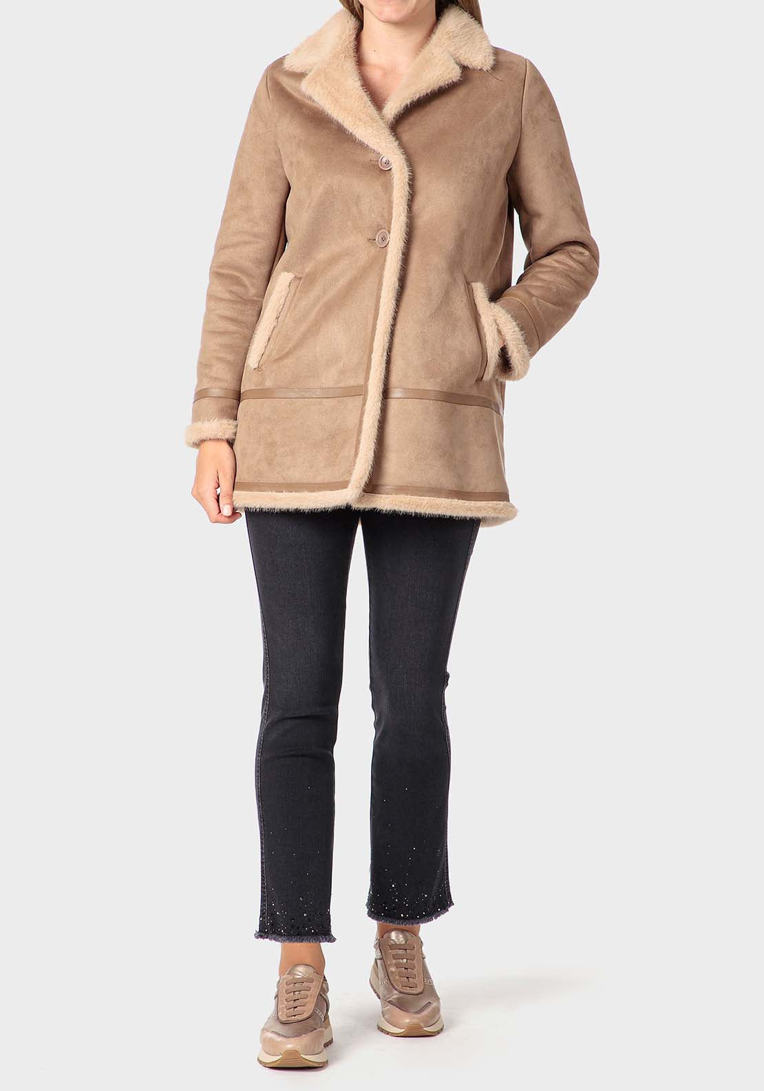 Punt Roma Three Quarter Length Coat - Beige 3 Shaws Department Stores