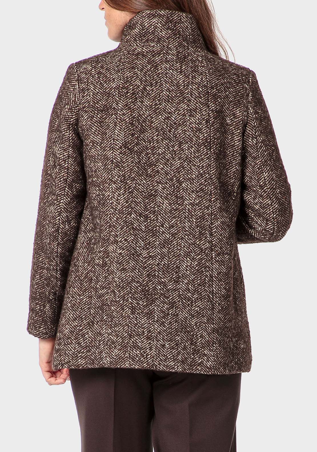Punt Roma Herringbone Three Quarter Coat - Brown 2 Shaws Department Stores