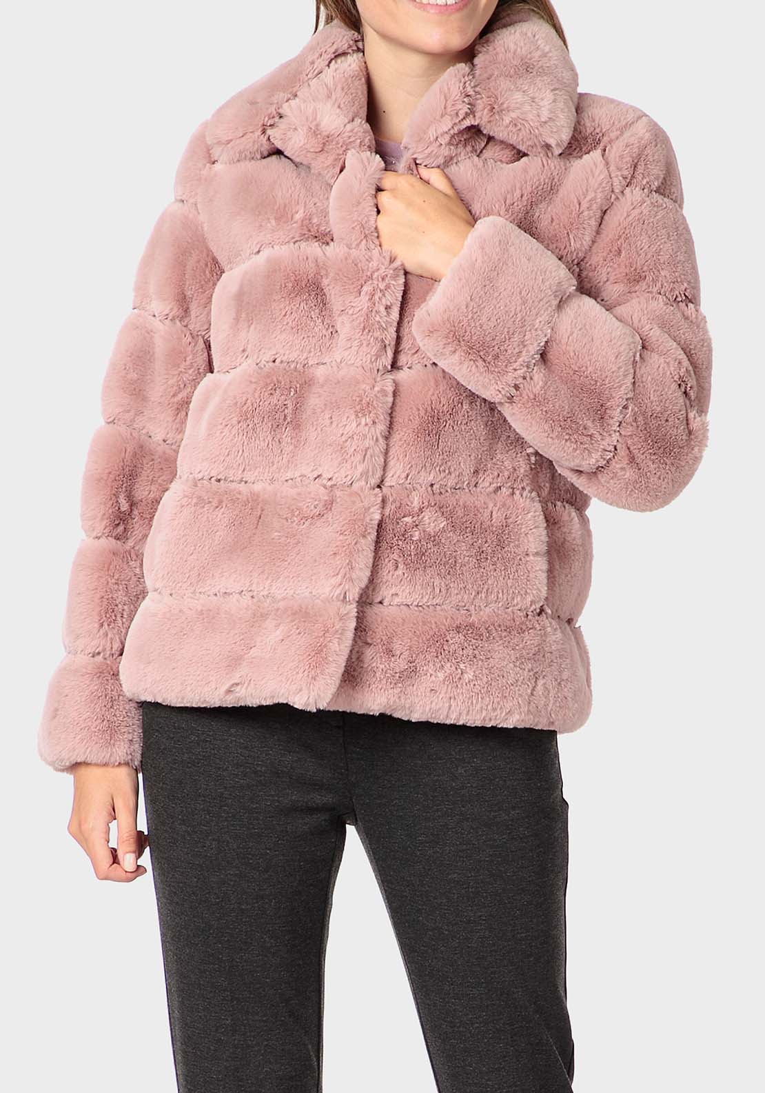 Punt Roma Fur Three Quarter Coat - Purple 1 Shaws Department Stores
