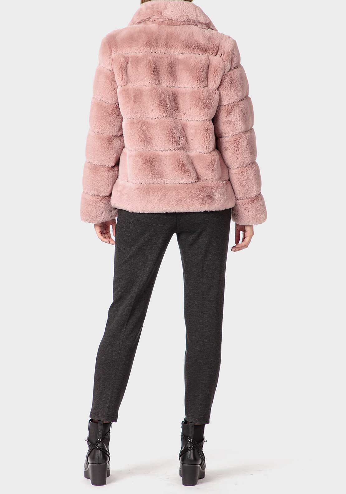 Punt Roma Fur Three Quarter Coat - Purple 4 Shaws Department Stores