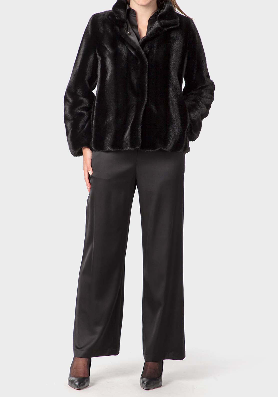 Punt Roma Black Three-Quarter Coat - Black 3 Shaws Department Stores