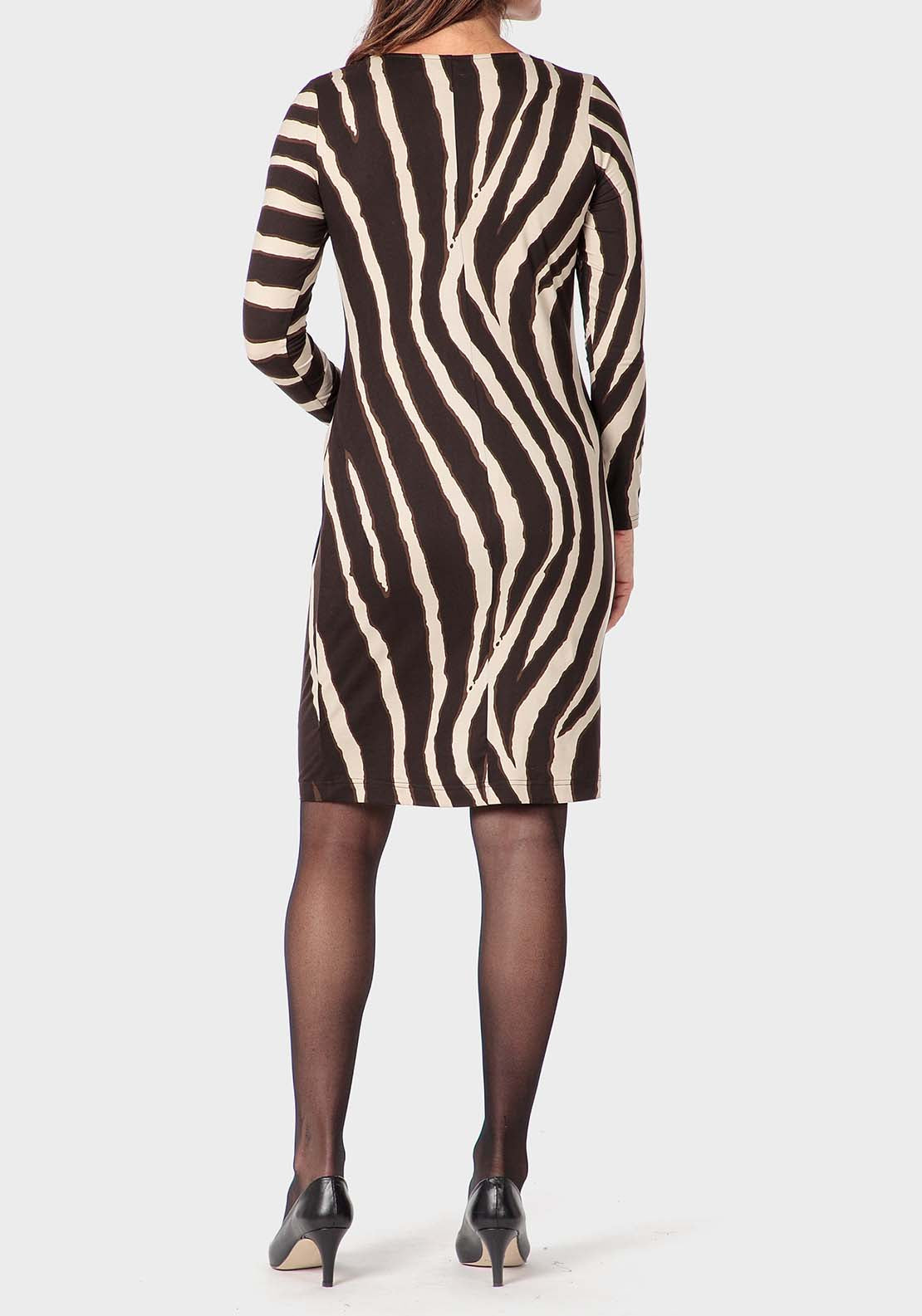 Punt Roma Printed Dress - Brown 2 Shaws Department Stores