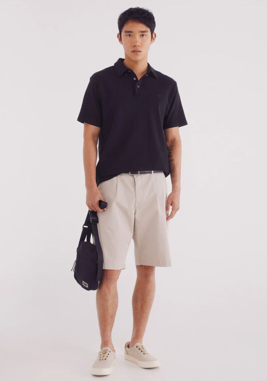 Springfield Polo Piqué Look Slim Fit Dress - Black 4 Shaws Department Stores