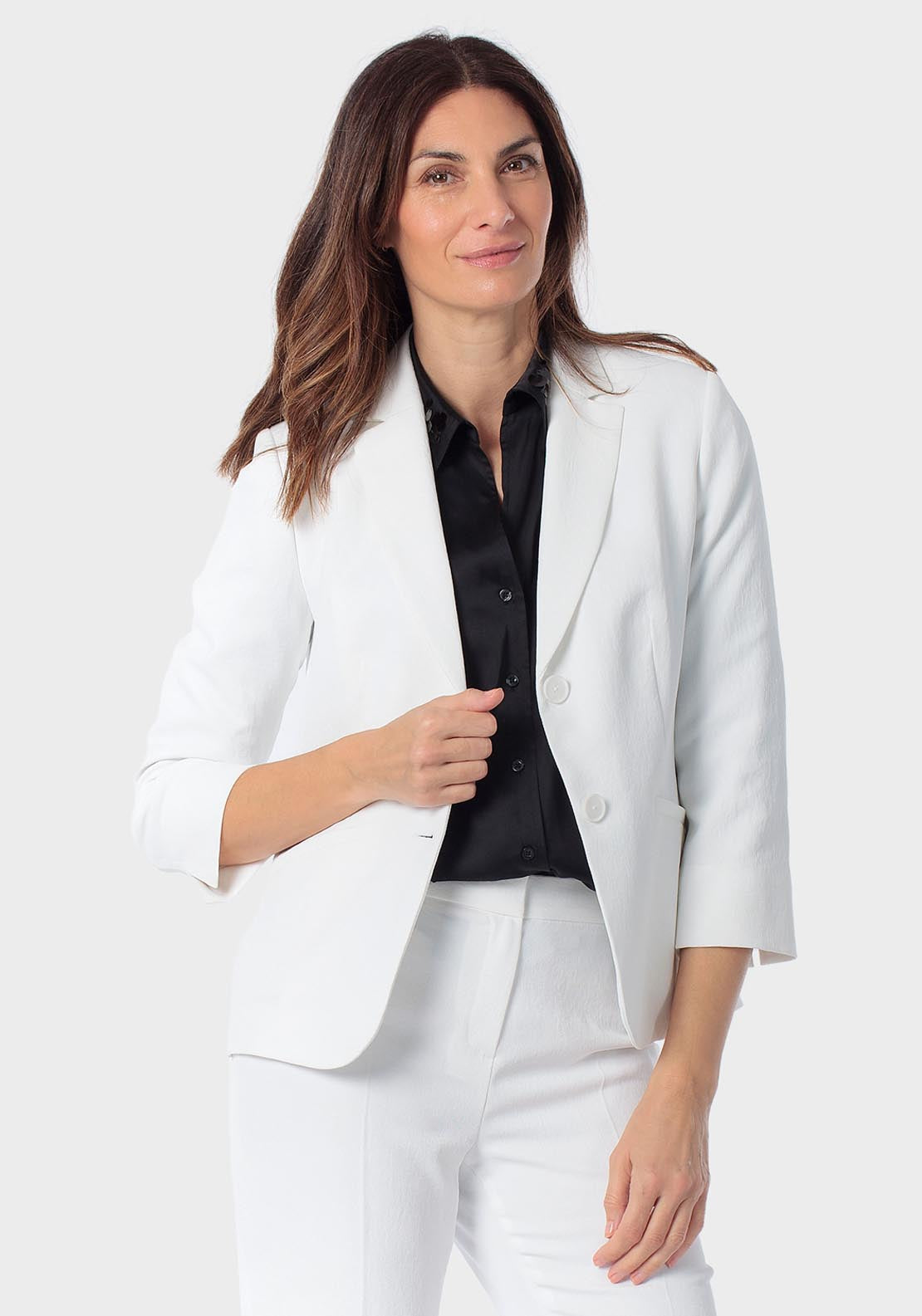 3/4 Length Sleeve Blazer - White Talc