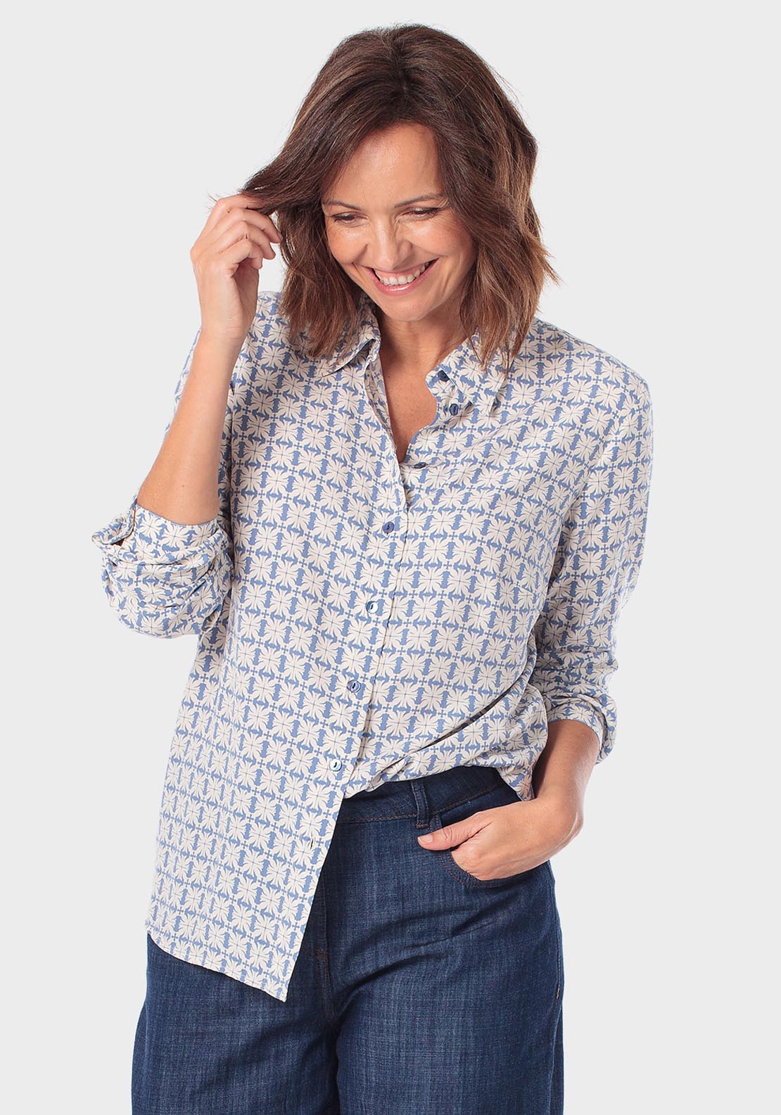 Printed Shirt - Blue Porcelain
