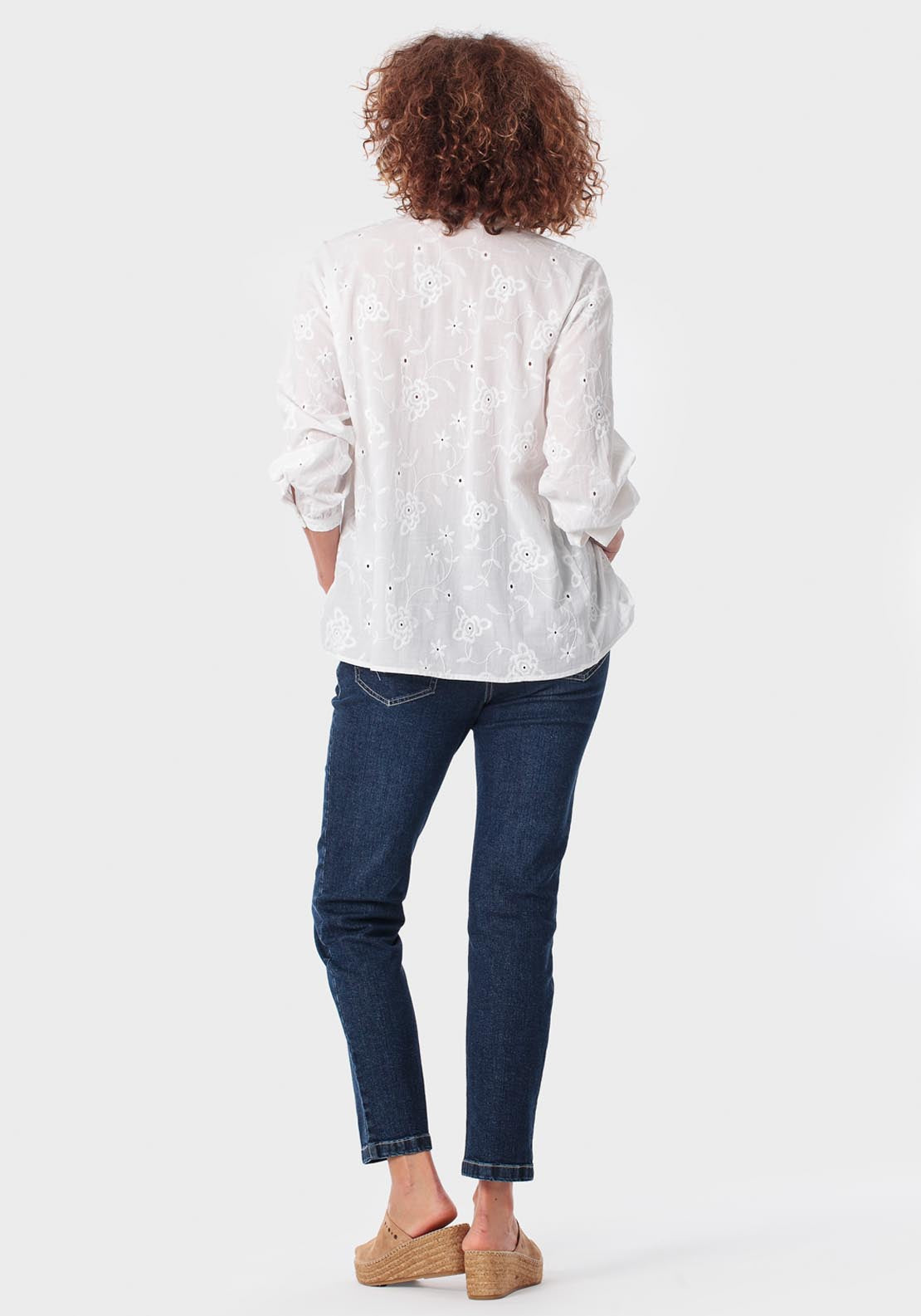 Punt Roma Embroidered Shirt - White Talc 4 Shaws Department Stores