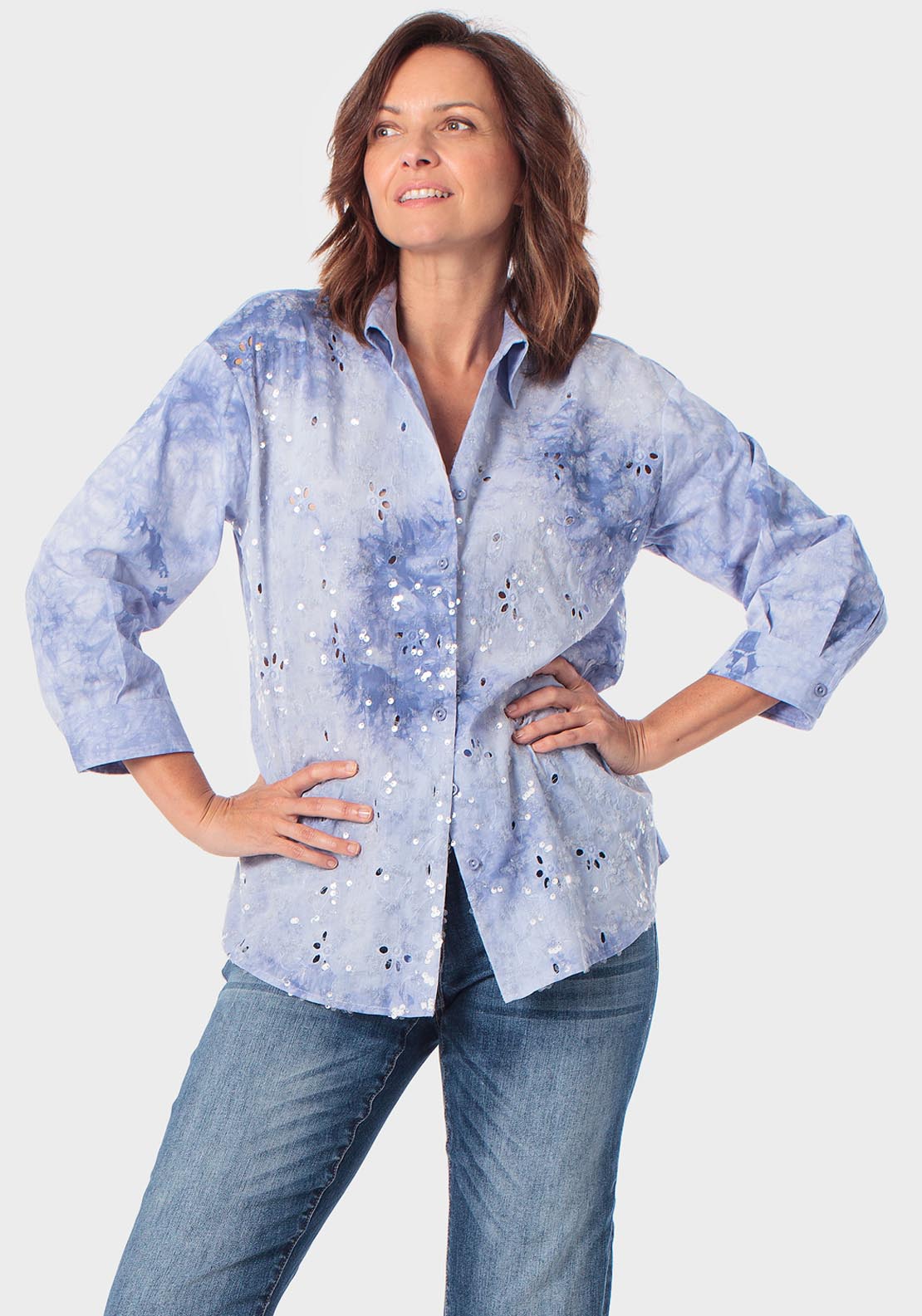 Embroidered Shirt - Blue