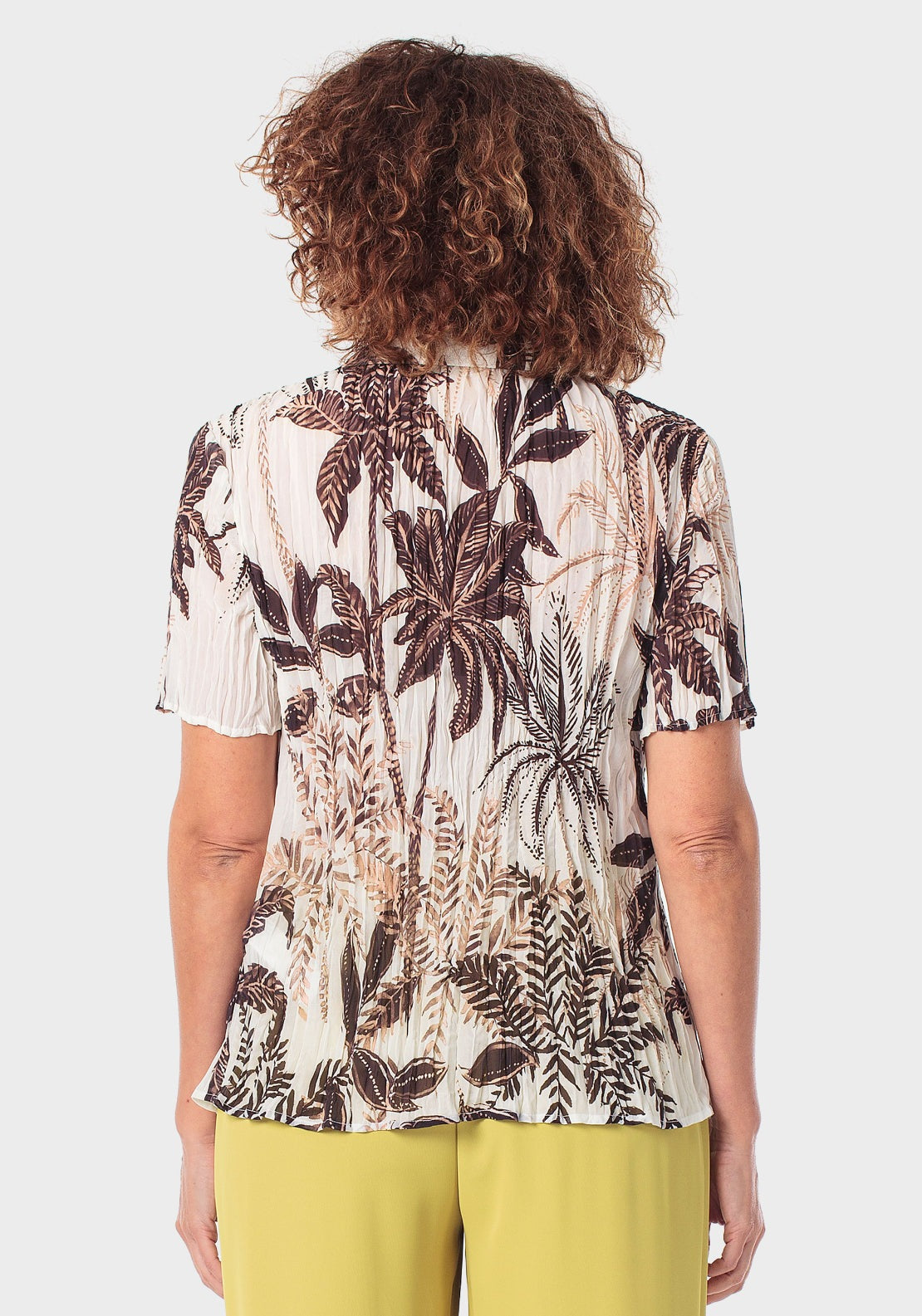 Printed Pleated Shirt - Brown Chocolate