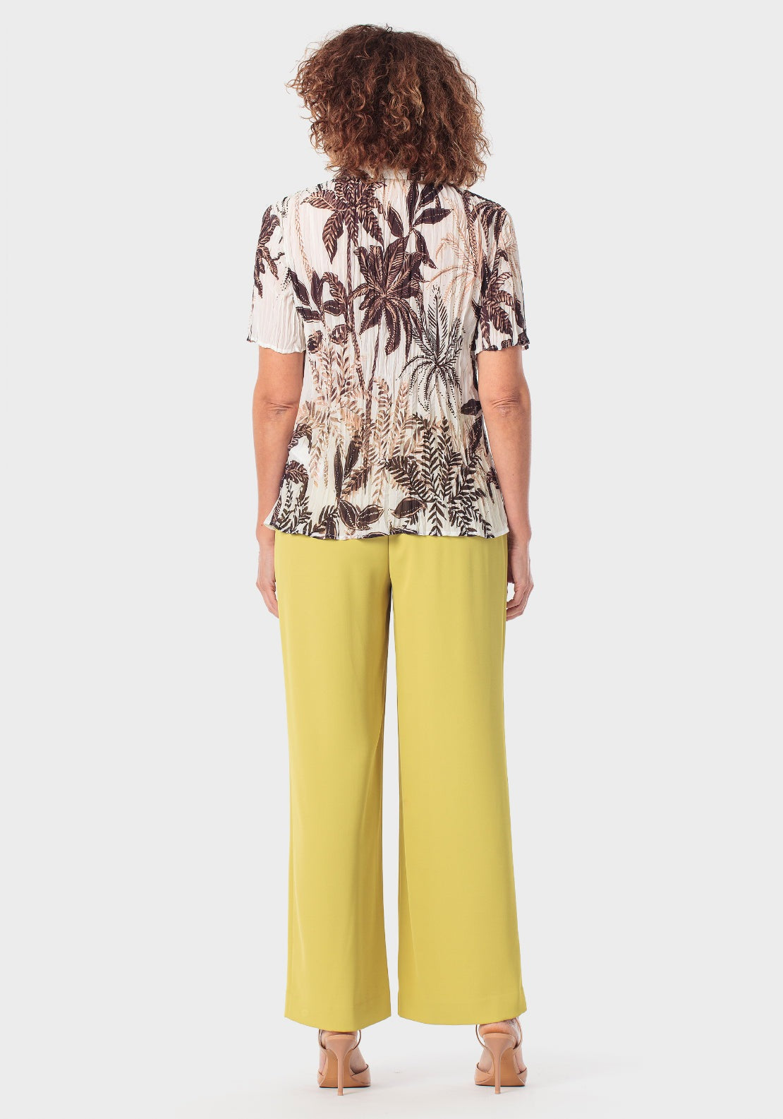 Printed Pleated Shirt - Brown Chocolate