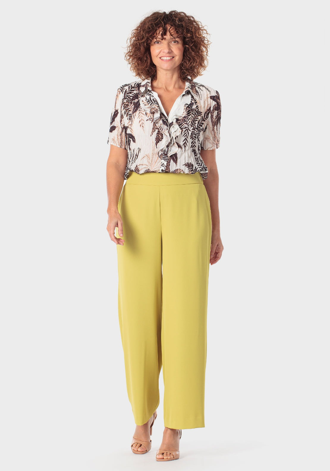 Printed Pleated Shirt - Brown Chocolate
