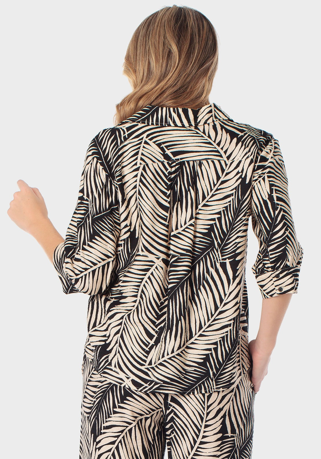 Leaf Printed Shirt - Beige