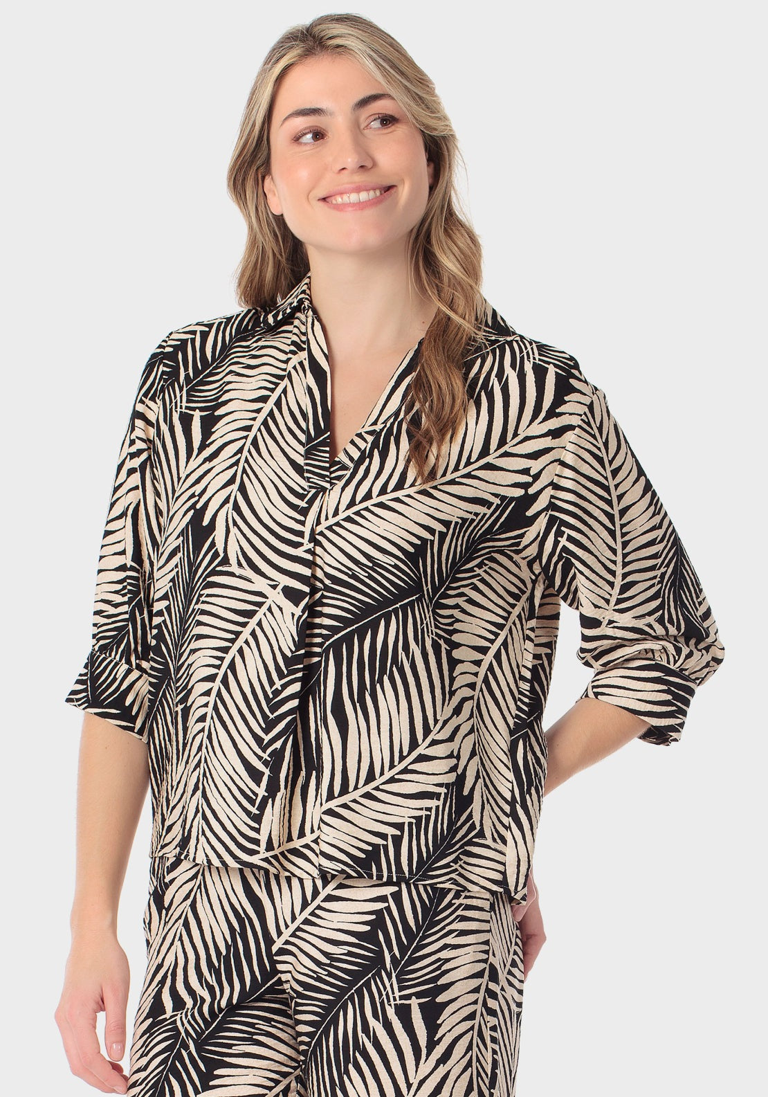 Leaf Printed Shirt - Beige