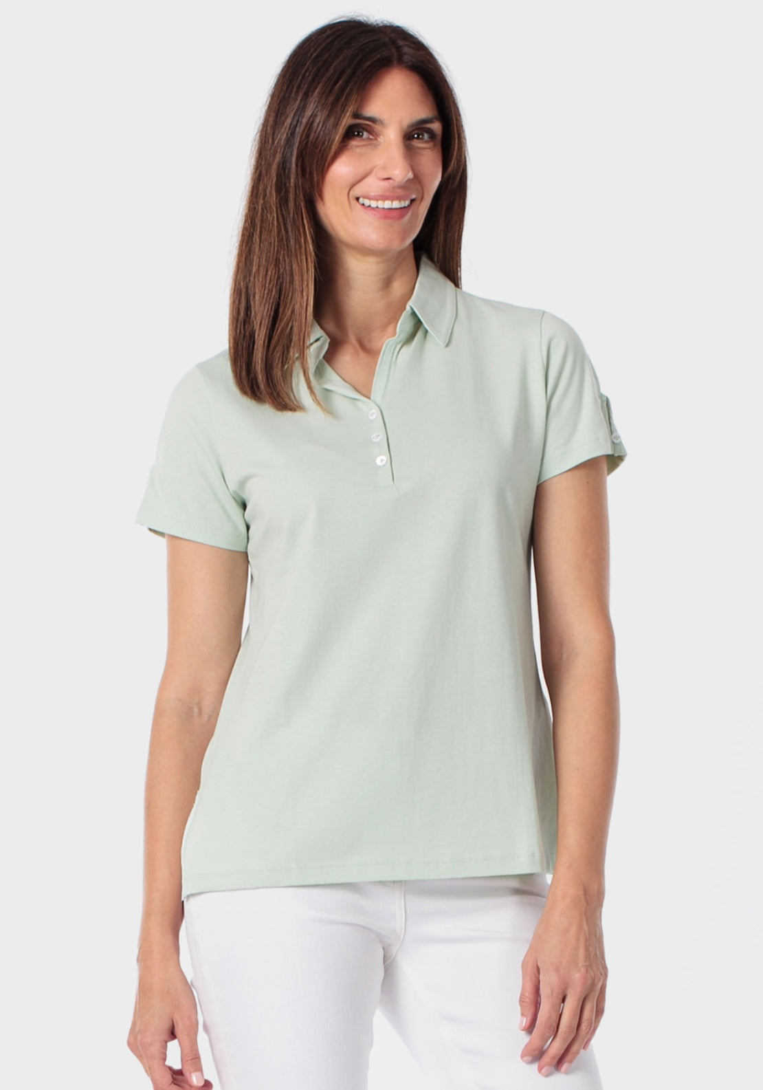 Punt Roma Short Sleeve Polo T-Shirt With Buttons - Green 1 Shaws Department Stores