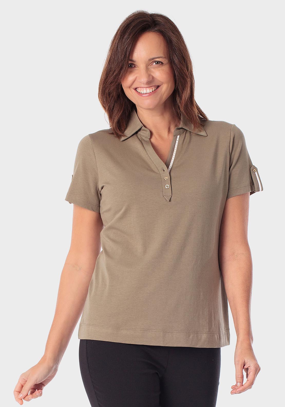 Buttoned Polo - Green Safari