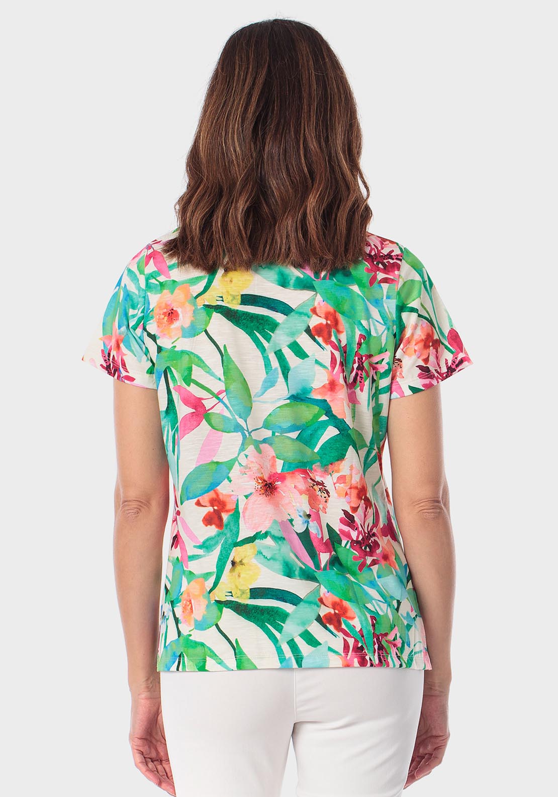 Floral Print Polo - Green Aquamarine