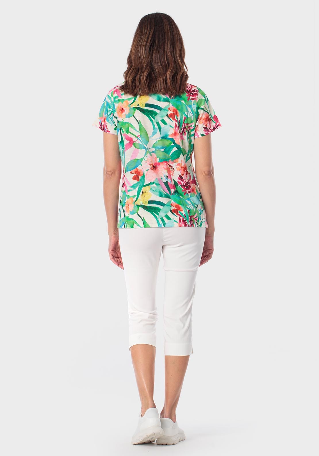 Floral Print Polo - Green Aquamarine
