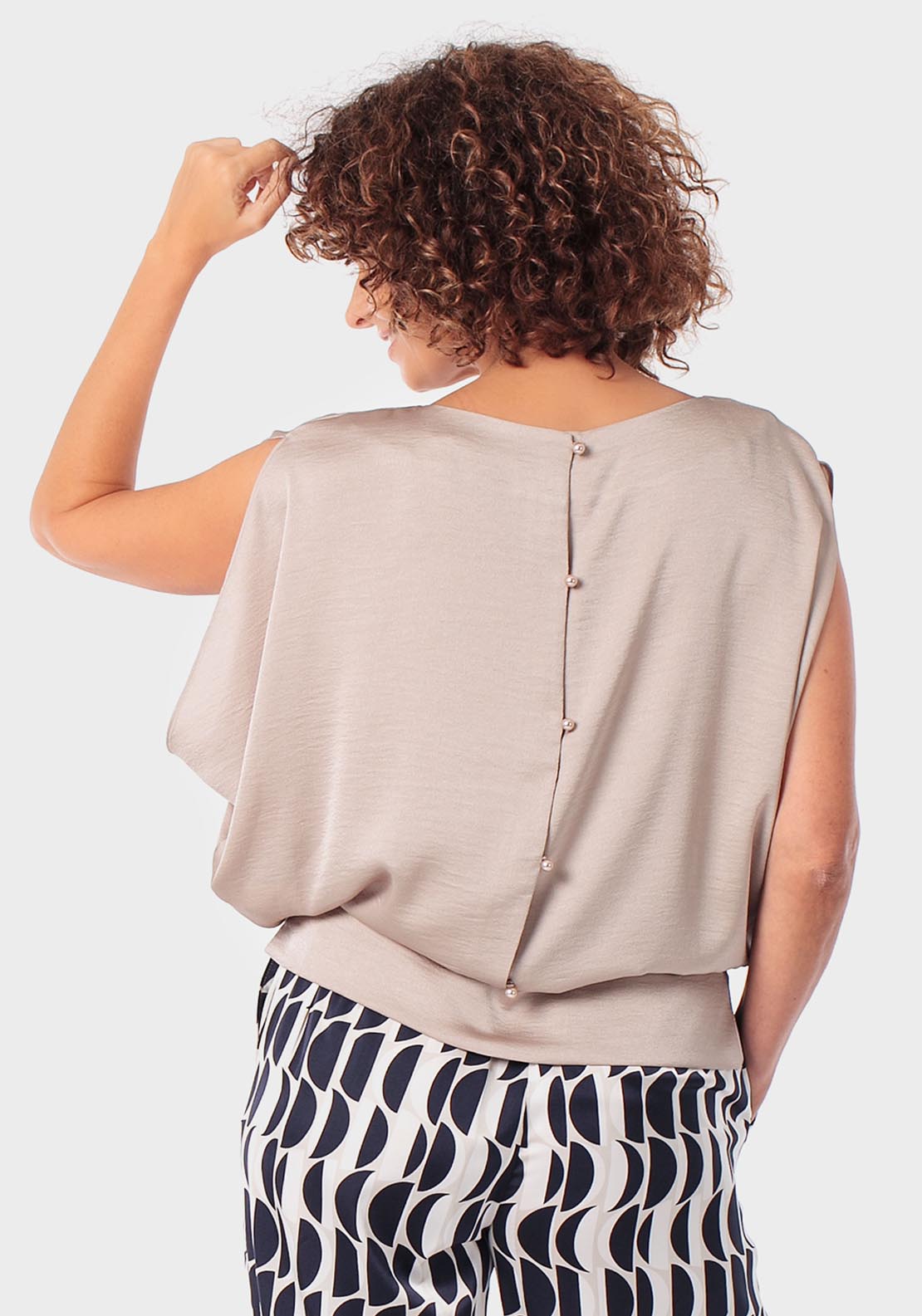 Punt Roma Wide Sleeved Blouse - Beige 2 Shaws Department Stores