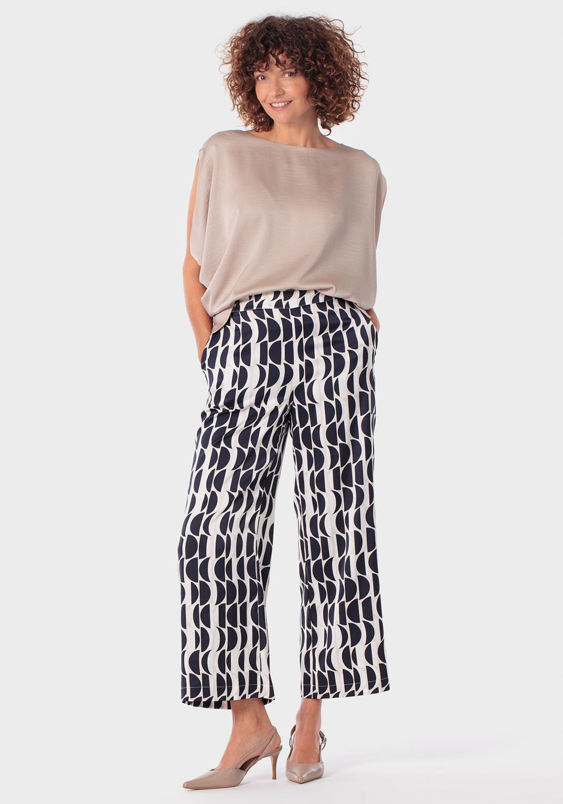 Punt Roma Wide Sleeved Blouse - Beige 3 Shaws Department Stores