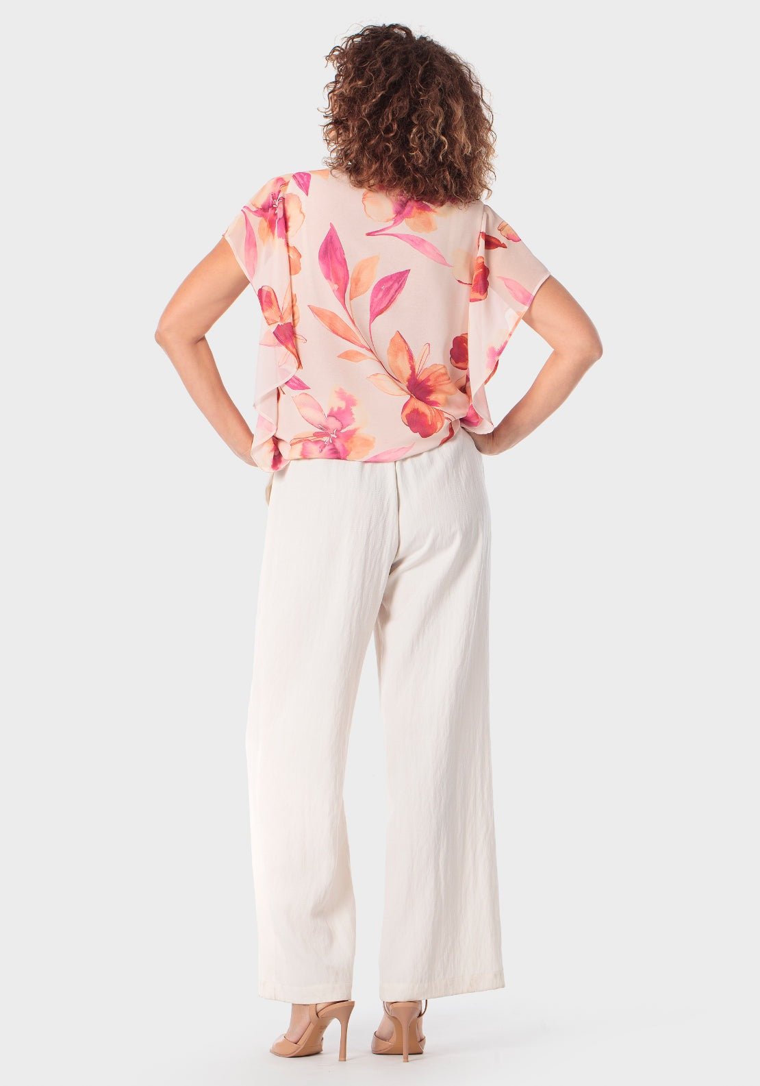 Floral Print Loose Fitting Blouse - Pink