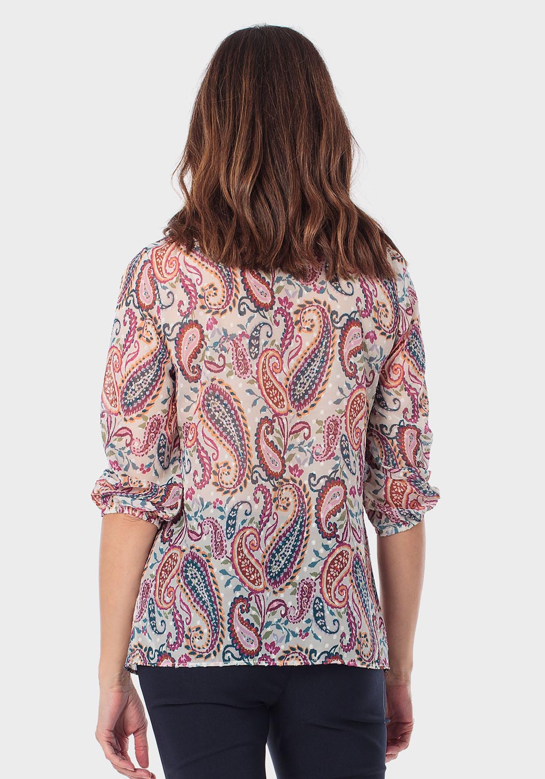 Cashmere Print Blouse - Fuchsia Bouganvilla