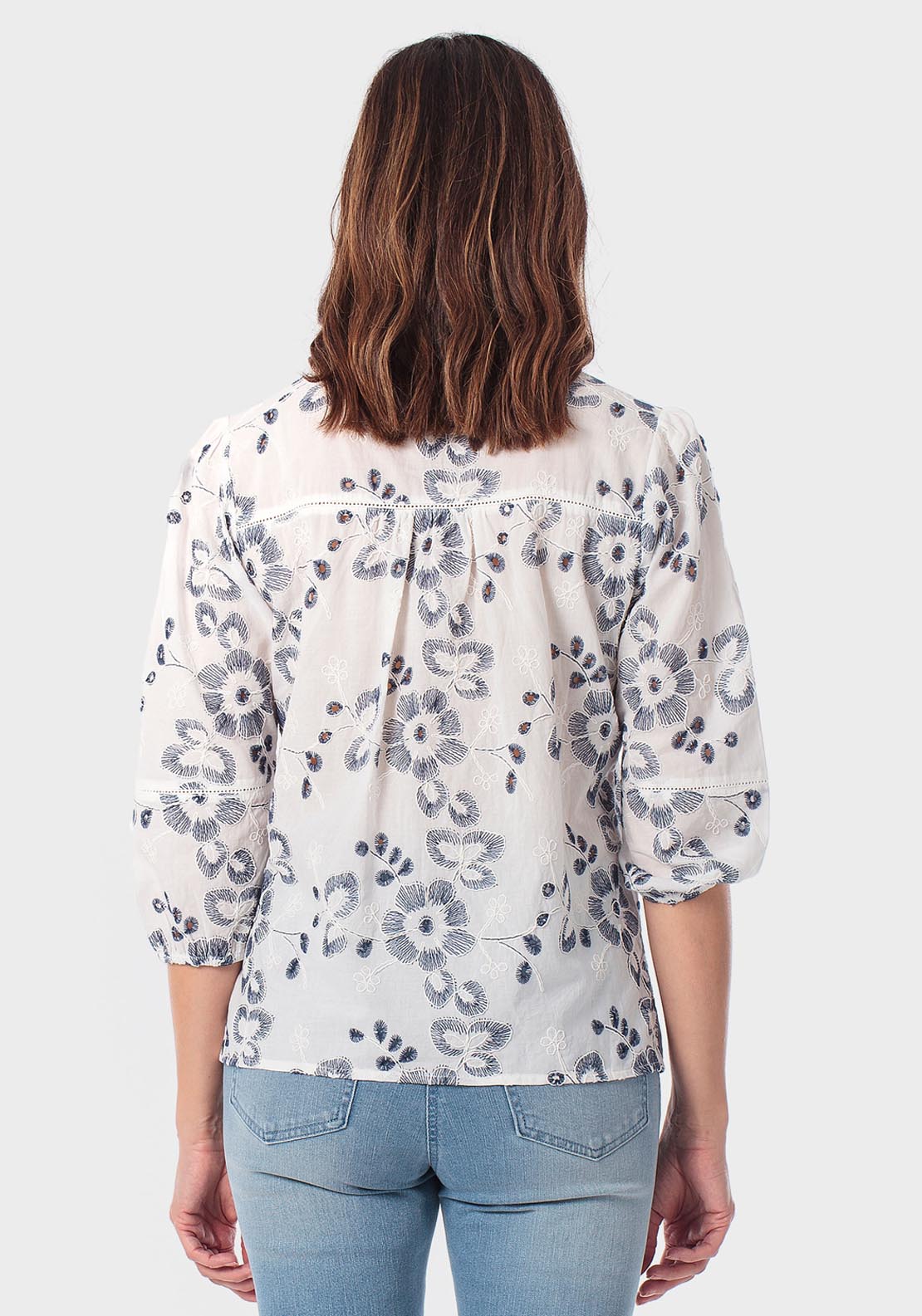 Cotton Embroidered Blouse - Blue Navy