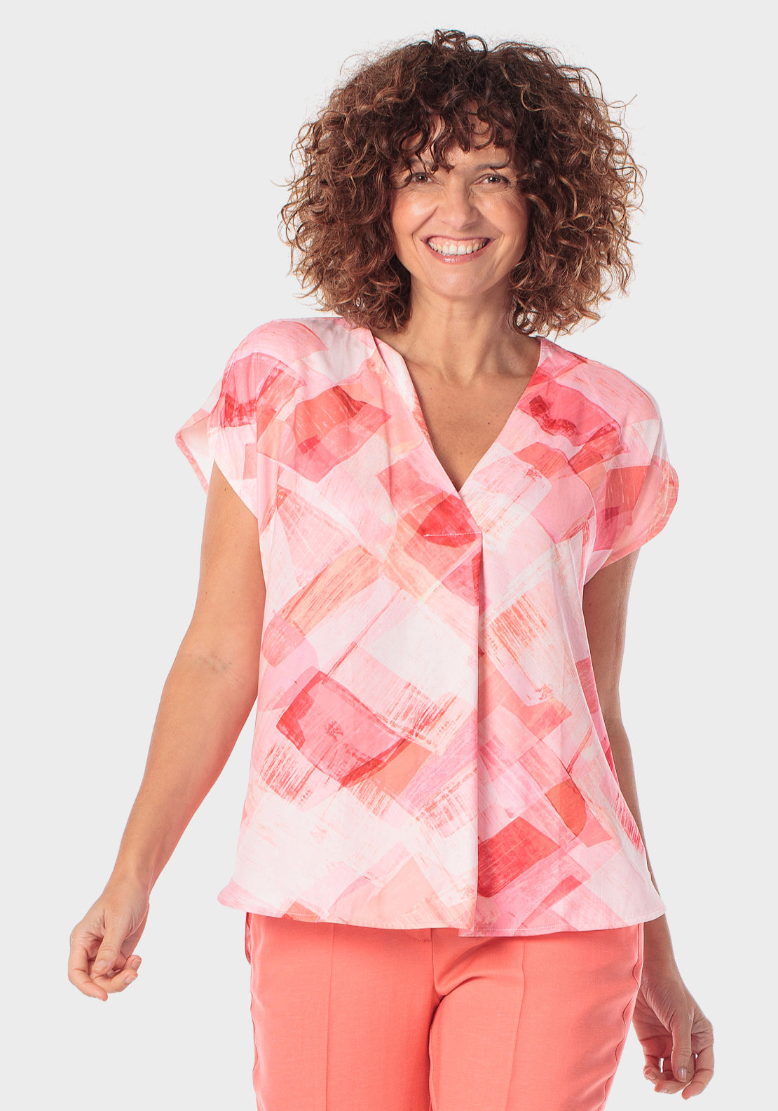 Abstract Print Blouse - Red