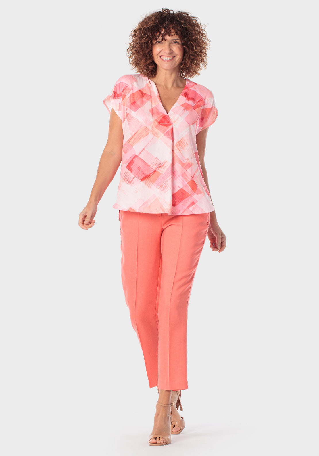 Abstract Print Blouse - Red