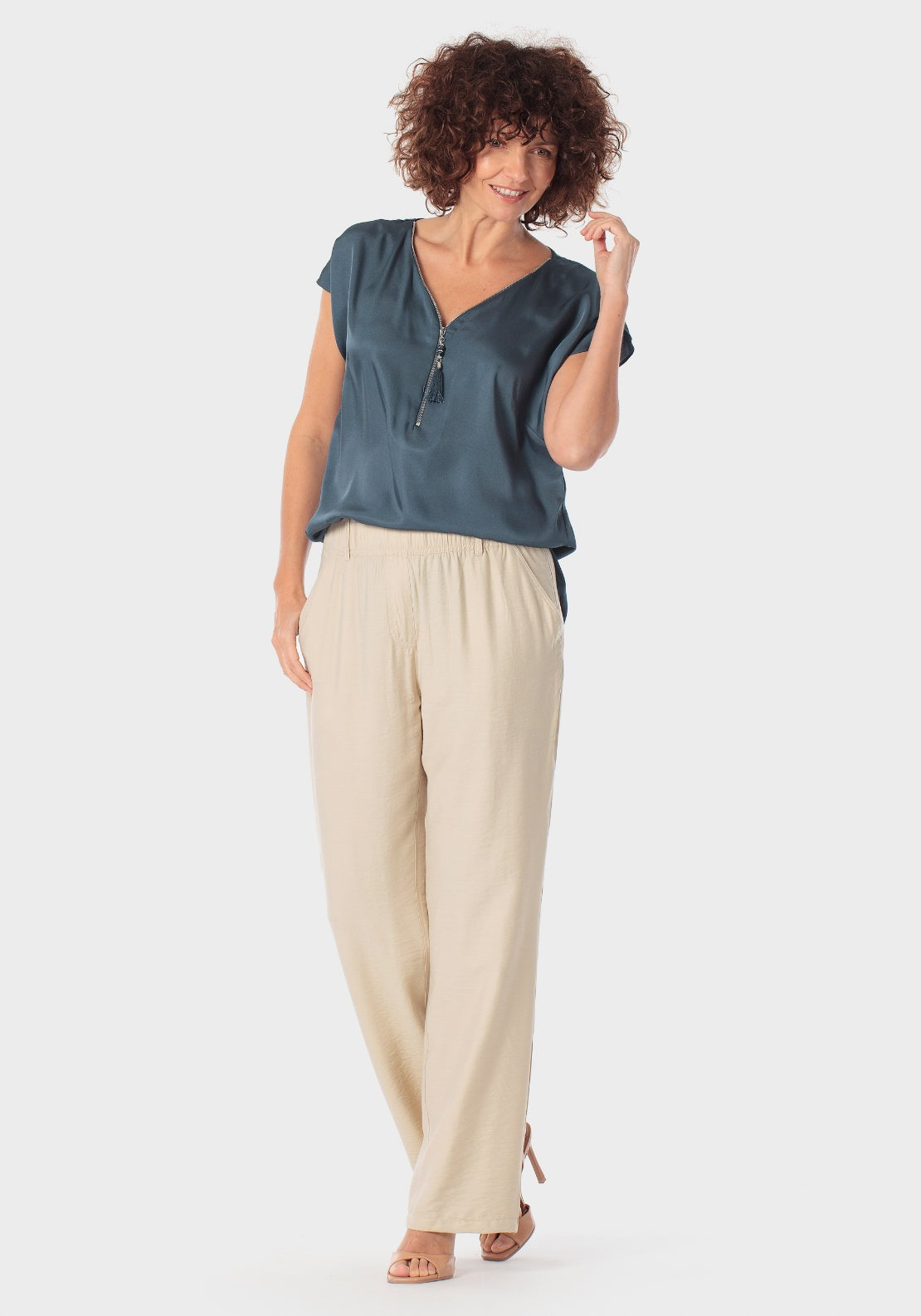 Blouse With Zipper - Blue