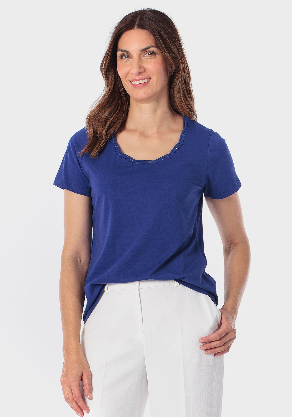 Gemstone Neck T-Shirt - Blue