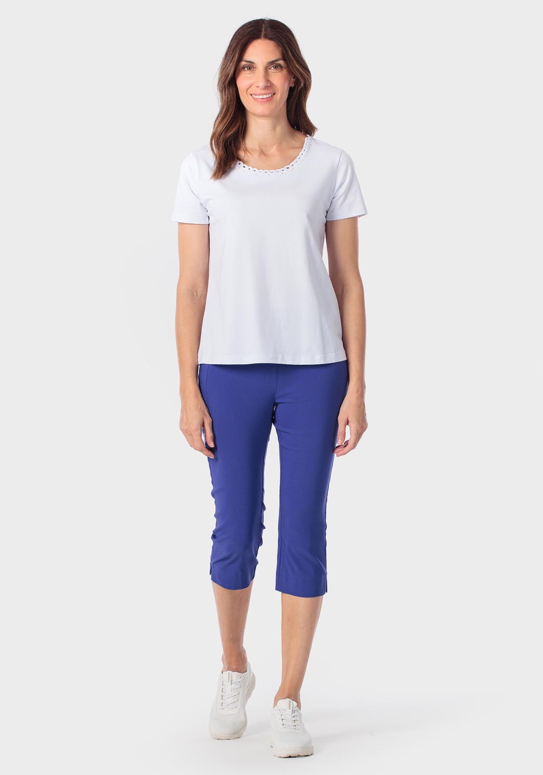 Basic T-Shirt With Gemstones - White