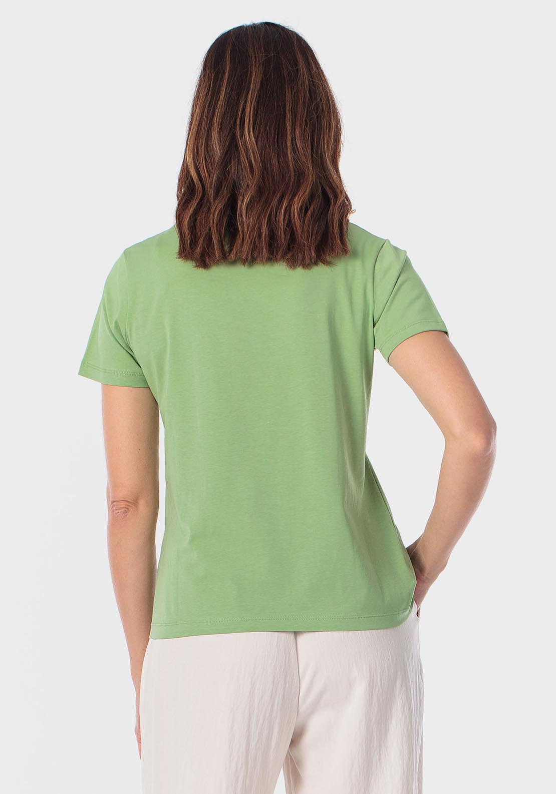 Basic T-Shirt With Gemstones - Green Tea