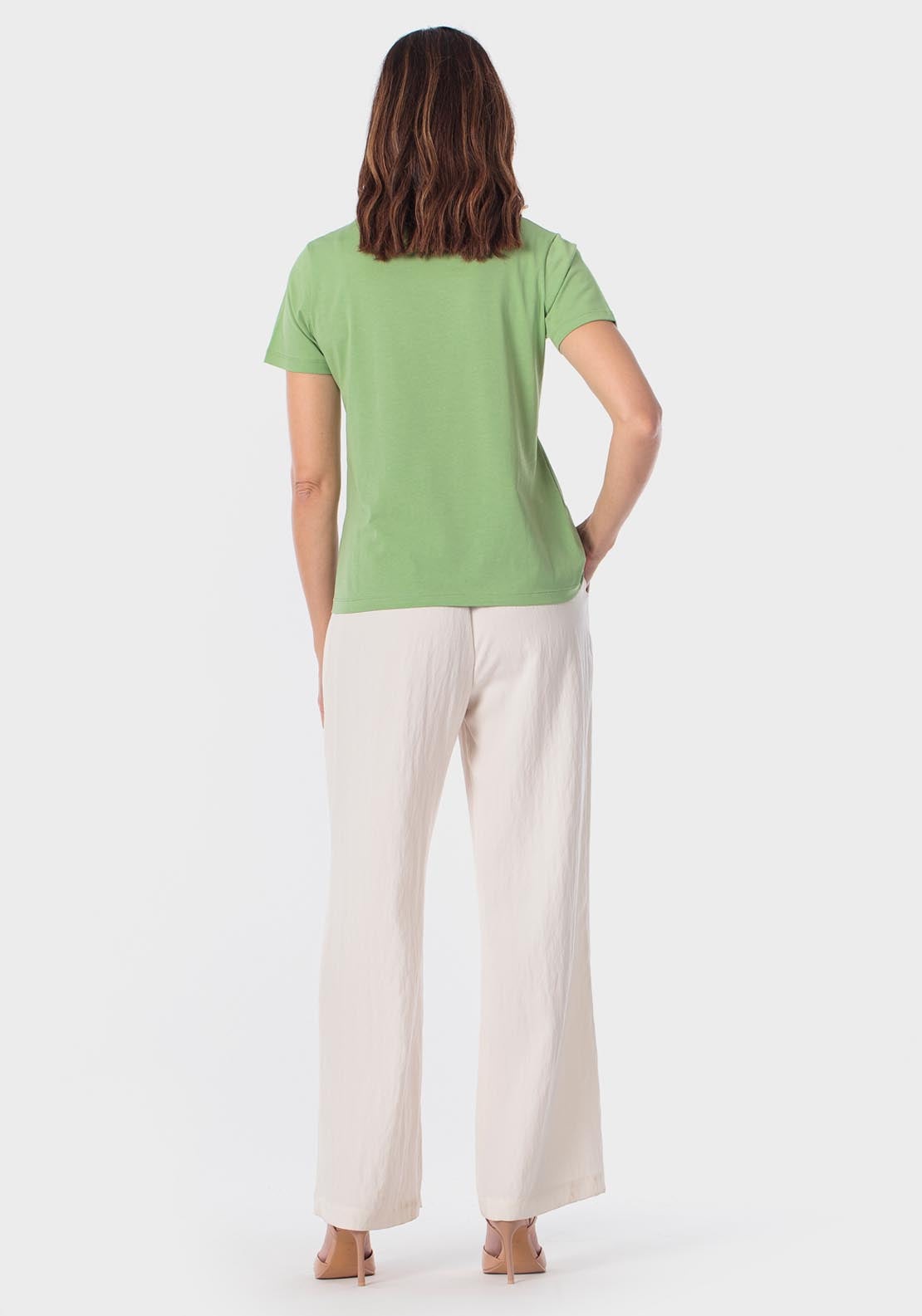 Basic T-Shirt With Gemstones - Green Tea