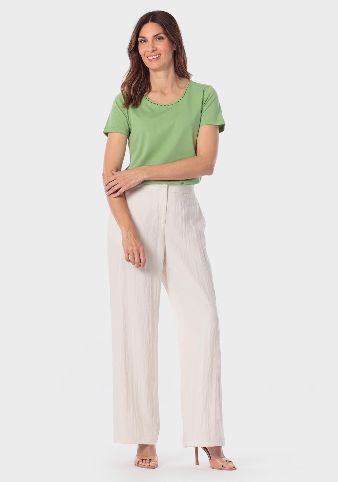 Basic T-Shirt With Gemstones - Green Tea