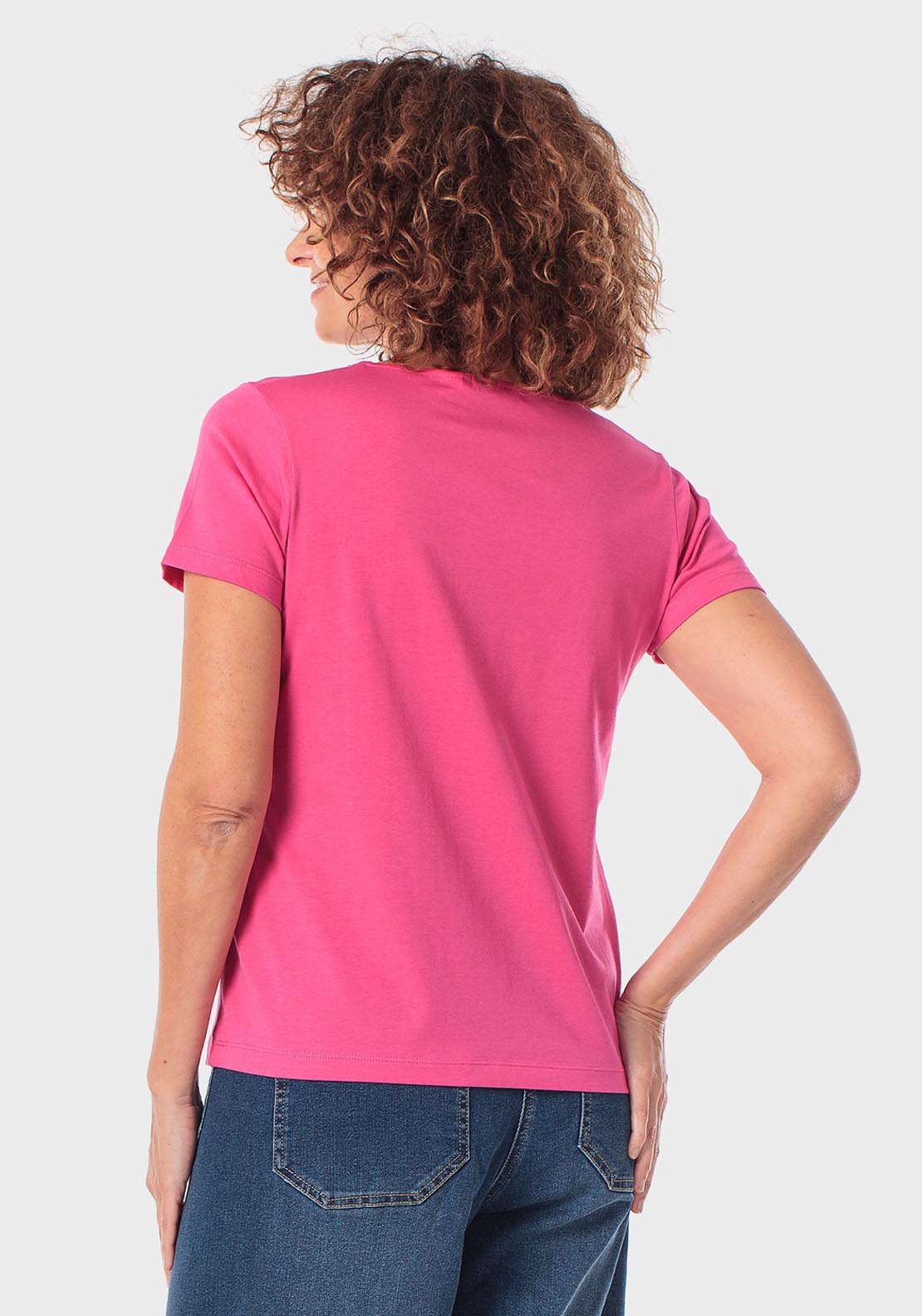 Basic T-Shirt With Gemstones - Pink Flamingo