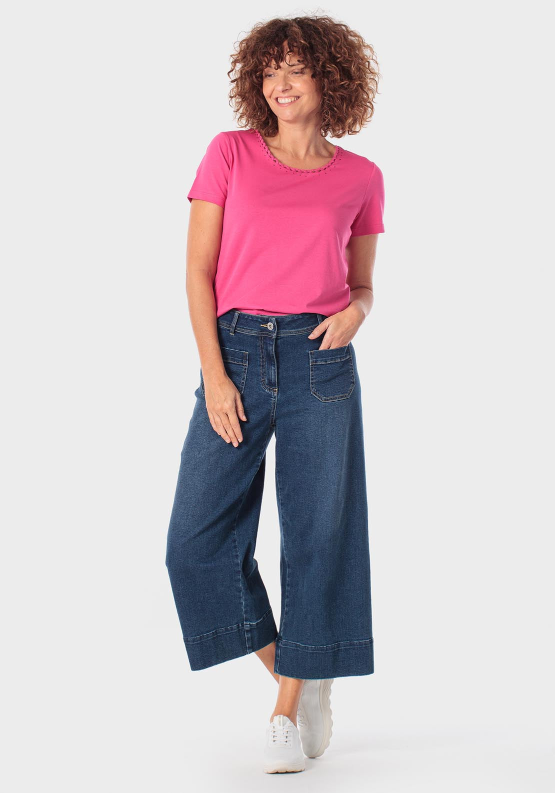 Basic T-Shirt With Gemstones - Pink Flamingo
