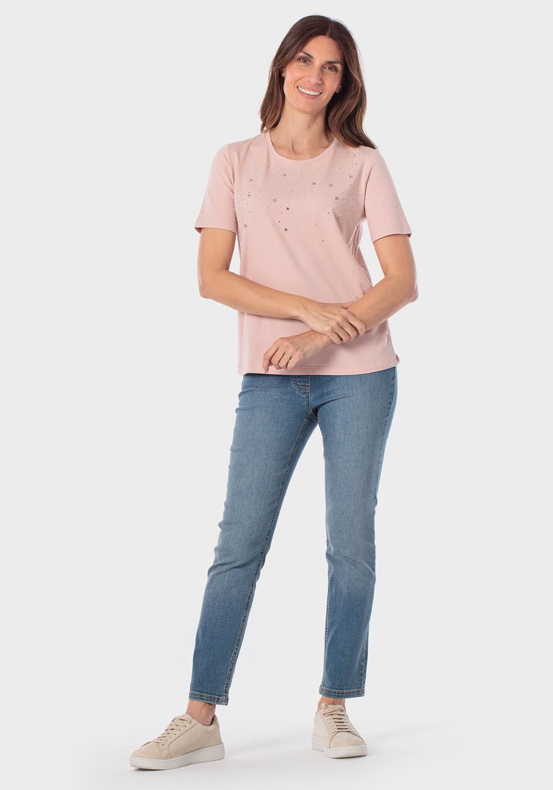 T-Shirt With Gemstones - Pink Petal