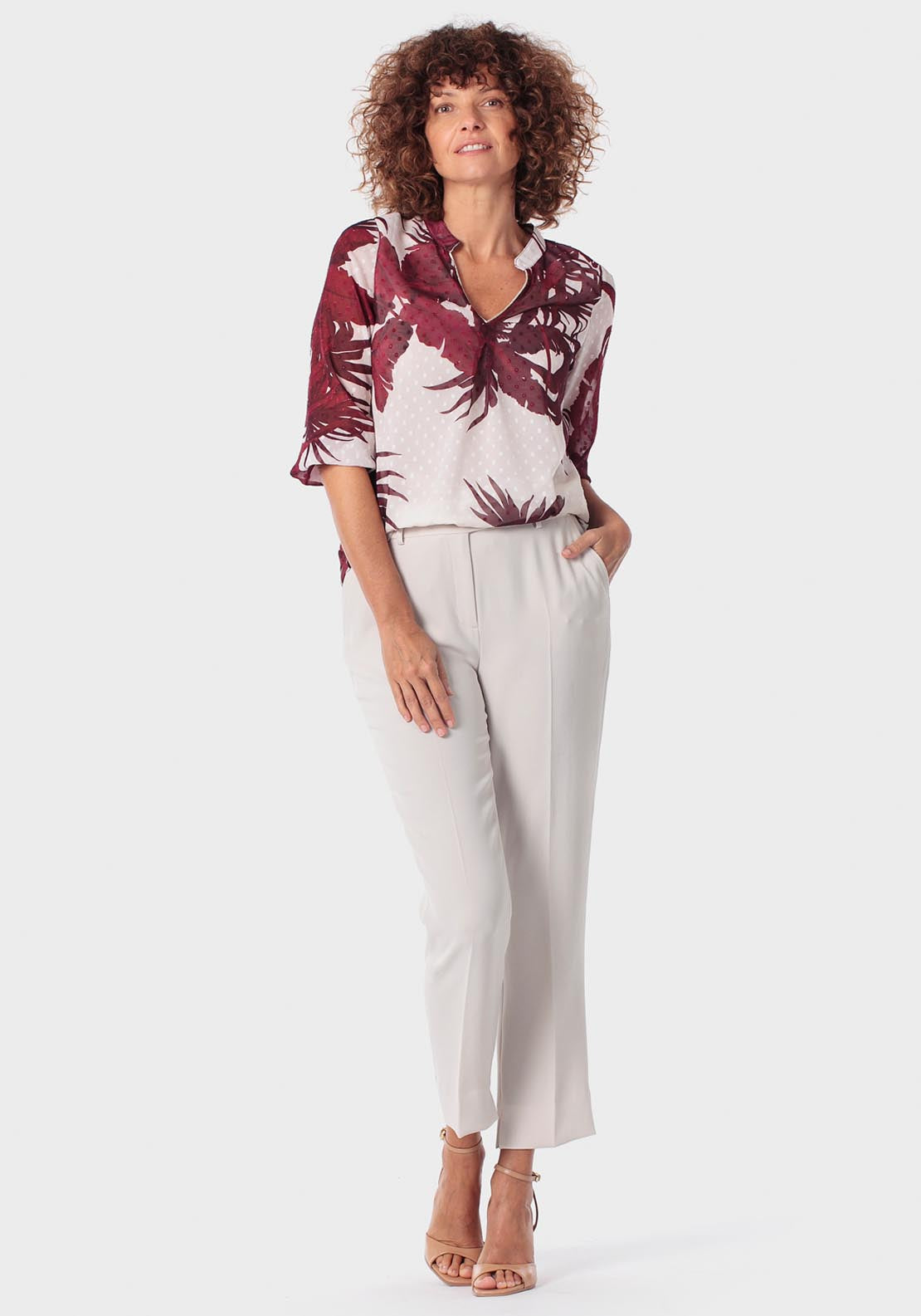 Printed Plumetti Blouse - Red