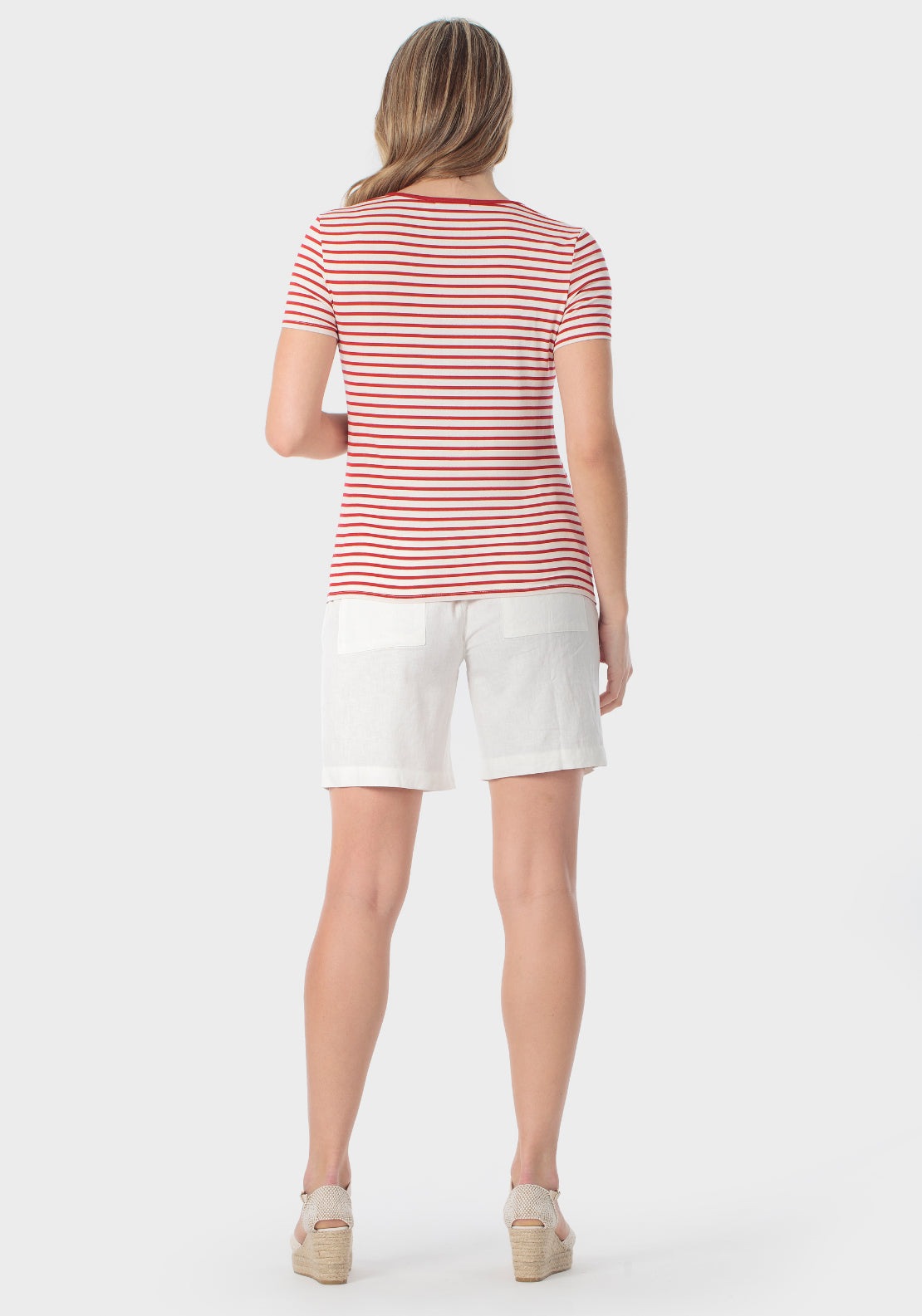 Striped T-Shirt With Gemstone Details - Red