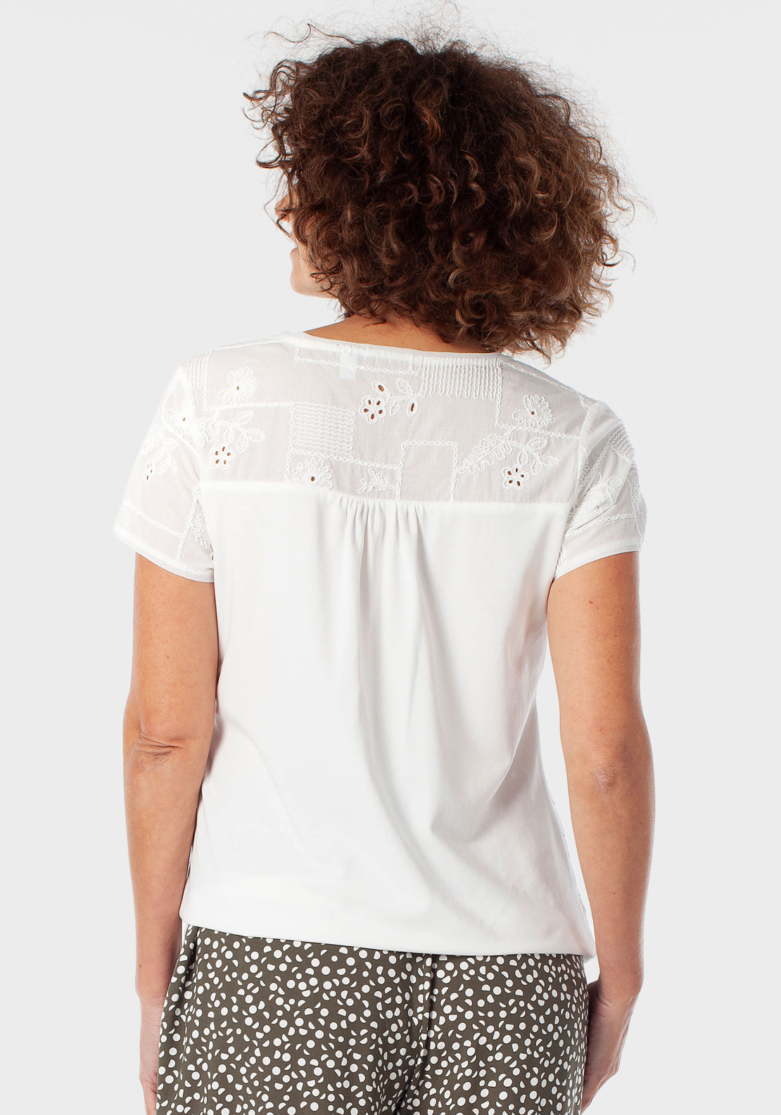 Embroidered Round Neck T-Shirt - White