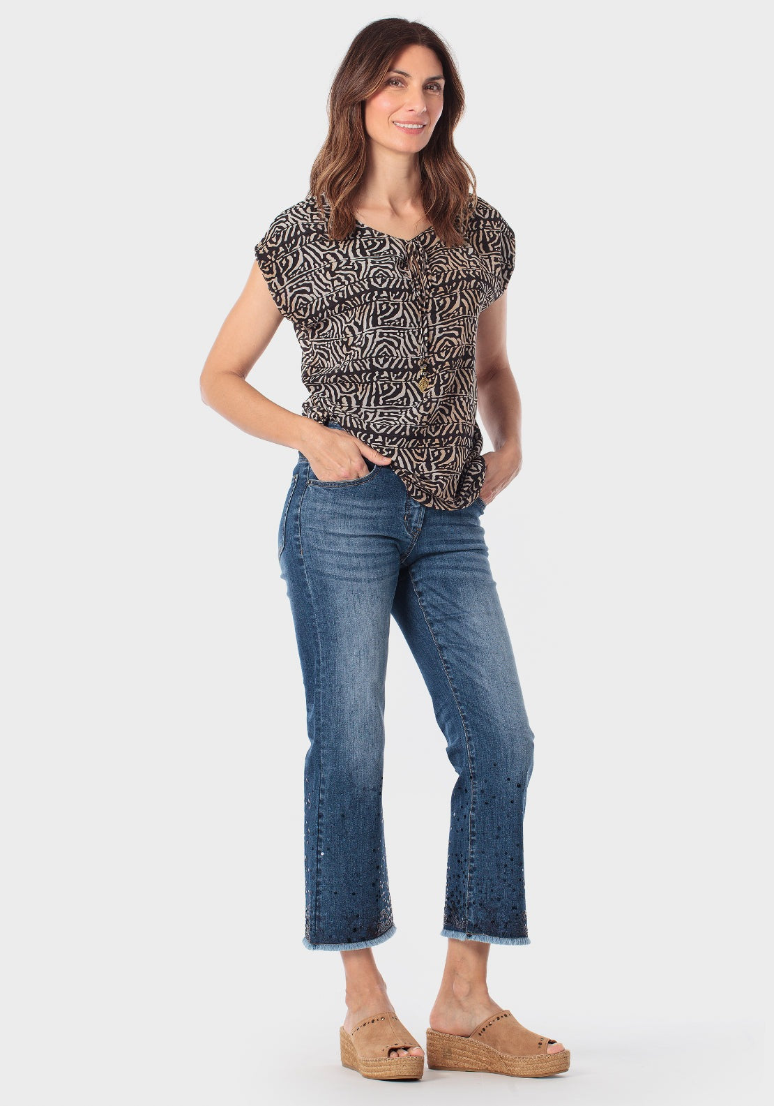 Ethnic Print T-Shirt - Black