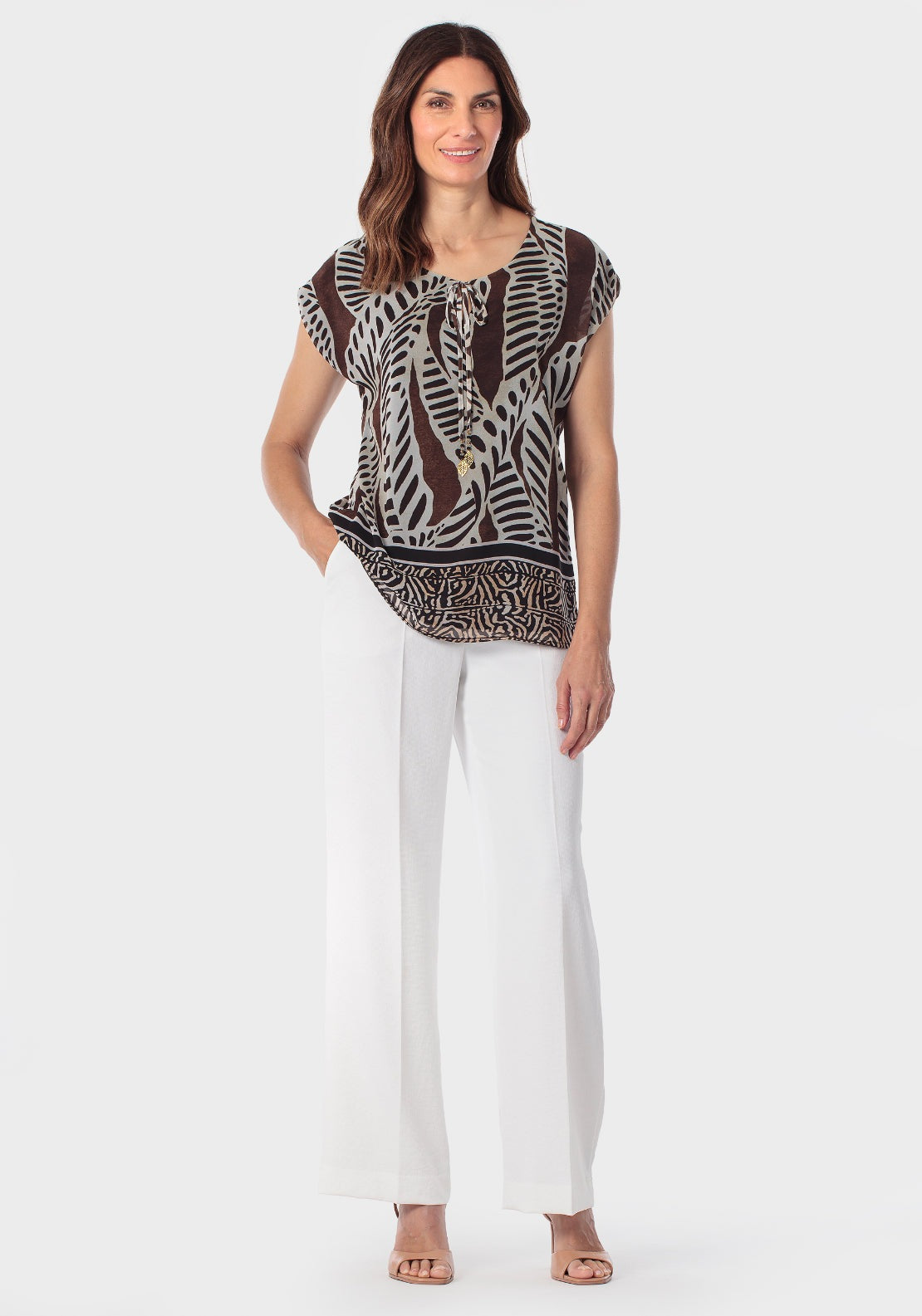 Ethnic Print Blouse - Black
